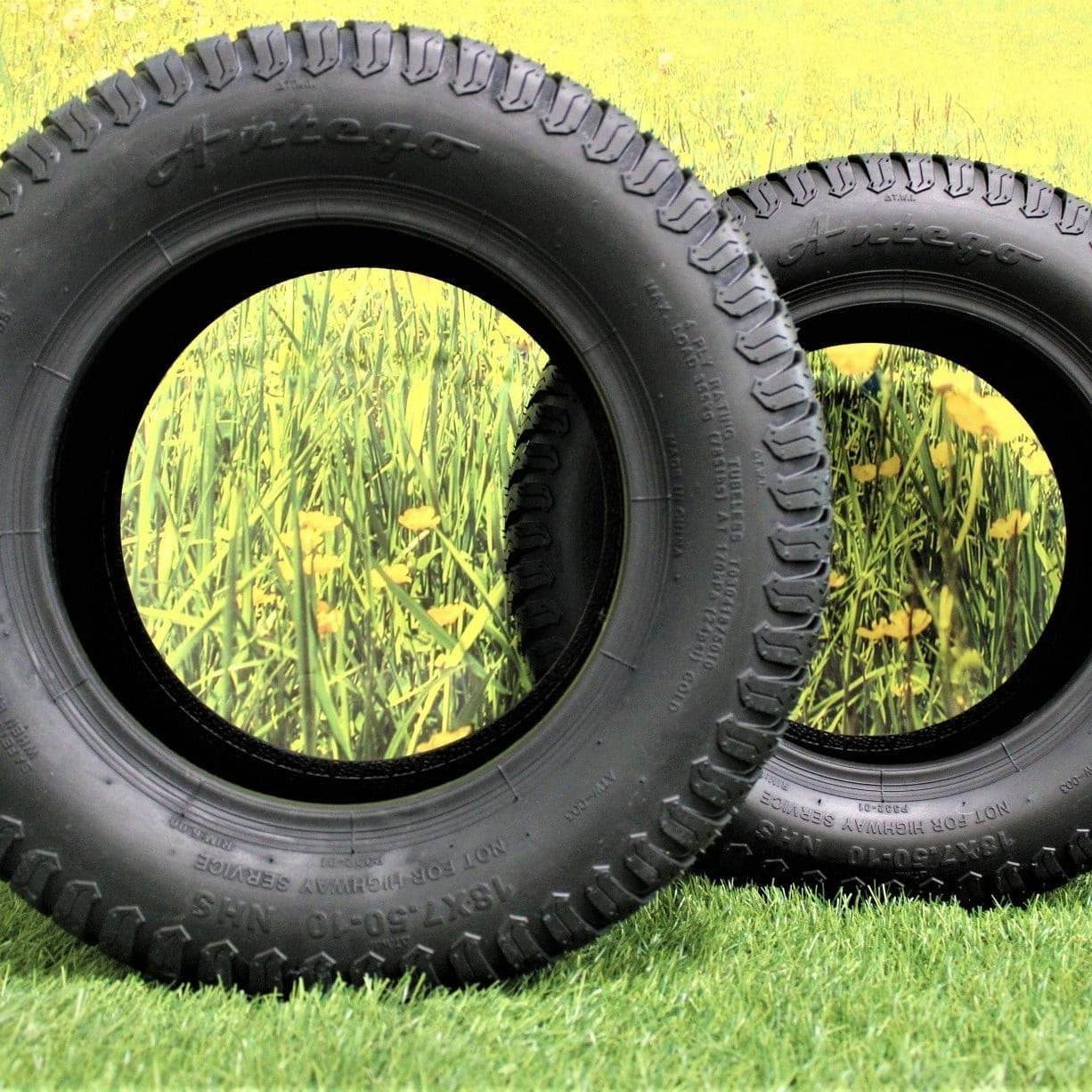 Antego Tire & Wheel - (Set of 2), 18x7.50-10 Tires only, Compatible with Mowers and Kubota Assembly Part #K3001-17300