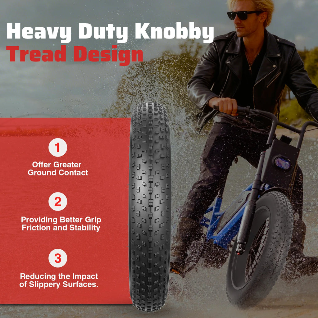 ZUKKA 24x3.0 Inch All-Terrain Foldable Bike Tire - Durable Knobby Tread for E-Bike/Fat Bike/Snow Bike