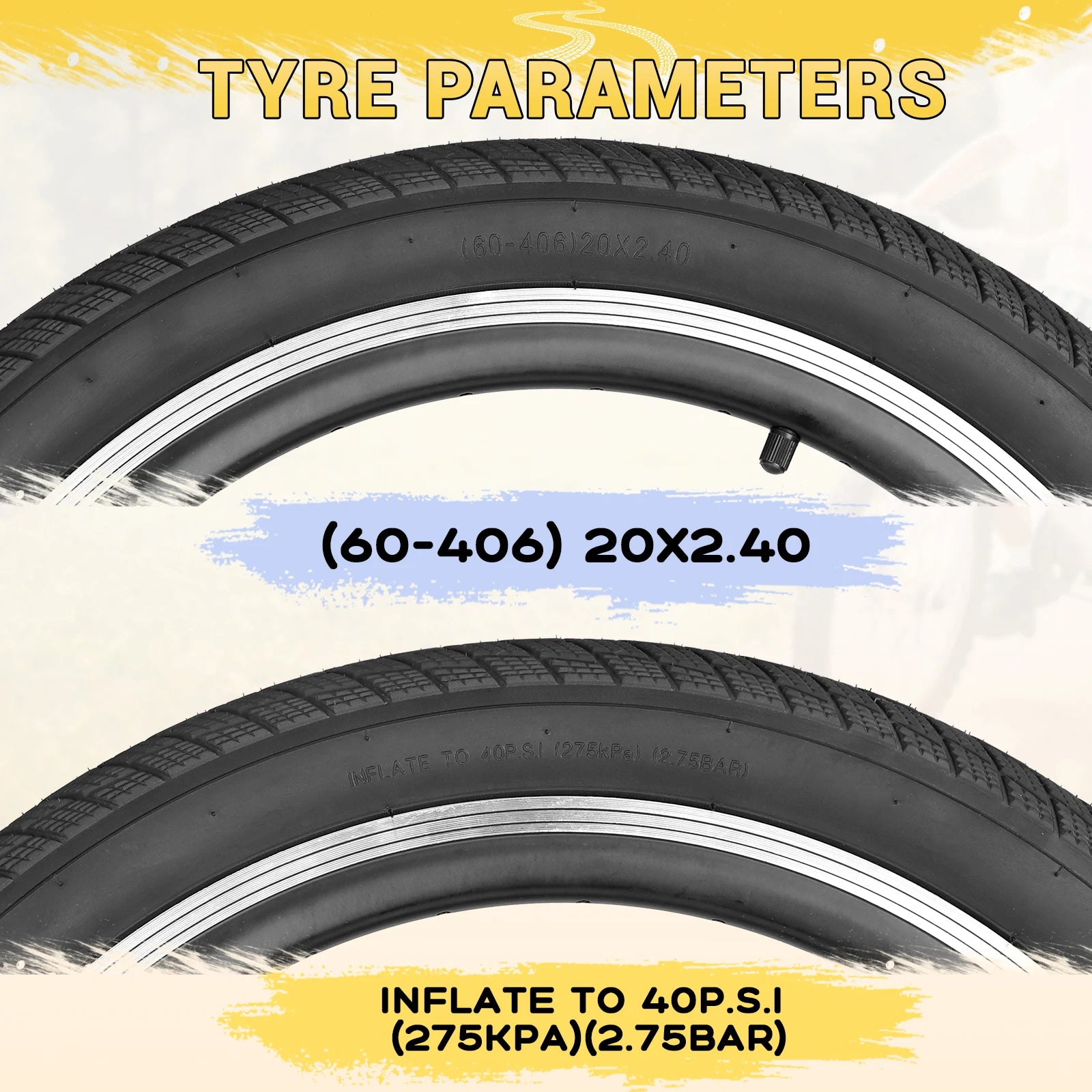 ZUKKA 20x2.4 Bike Tire Set 2 Inner Tube Anti-Slip Wear-Resistant Foldable Multi-terrain Replacement for Kid Bikes