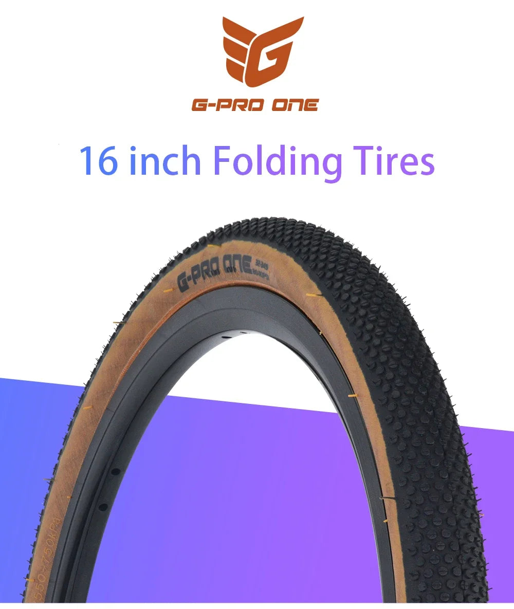 G-PRO-ONE Original 16 inch Small Wheel Bicycle Folding Tire 32-349 16x1 1/4 for Brompton Bicycle BMX Bike GS-1009/2309