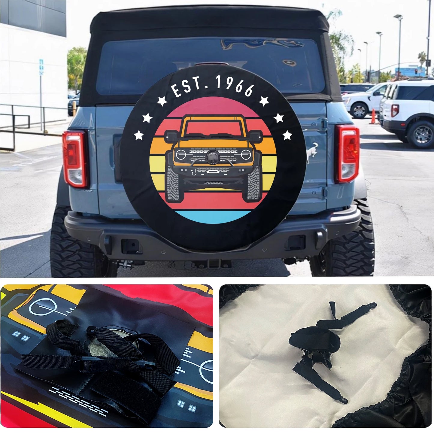 32 Inches Spare Tire Cover For Ford Bronco 2021 2022 Back Wheel Cover Storage Bag Protector Car Tools Car Exterior Accessories