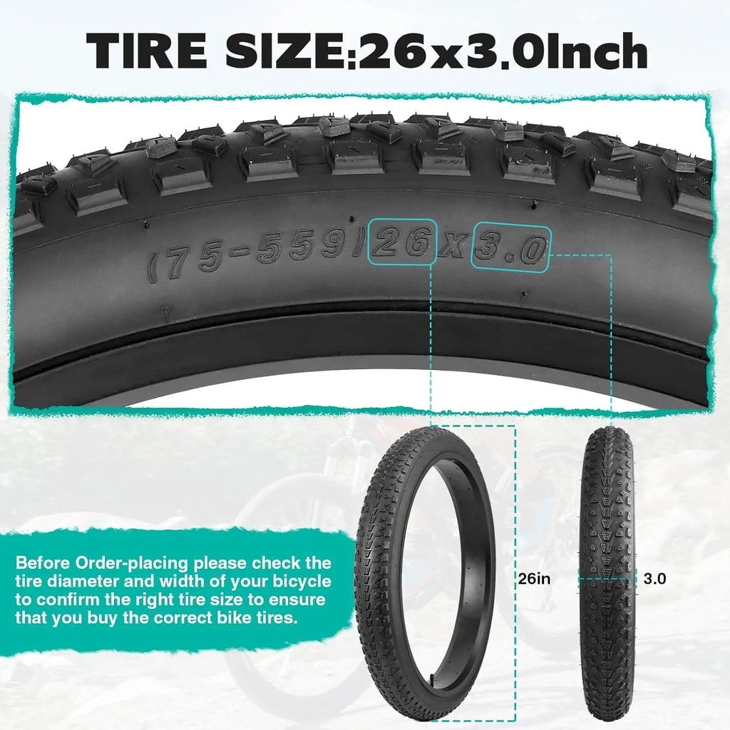 ZUKKA 20/26x3.0 Electric Bike Tire Fat E-Bike Tires Heavy Duty High-Performance Wear-Resistant Mountain Snow Bicycle Tires/Tubes