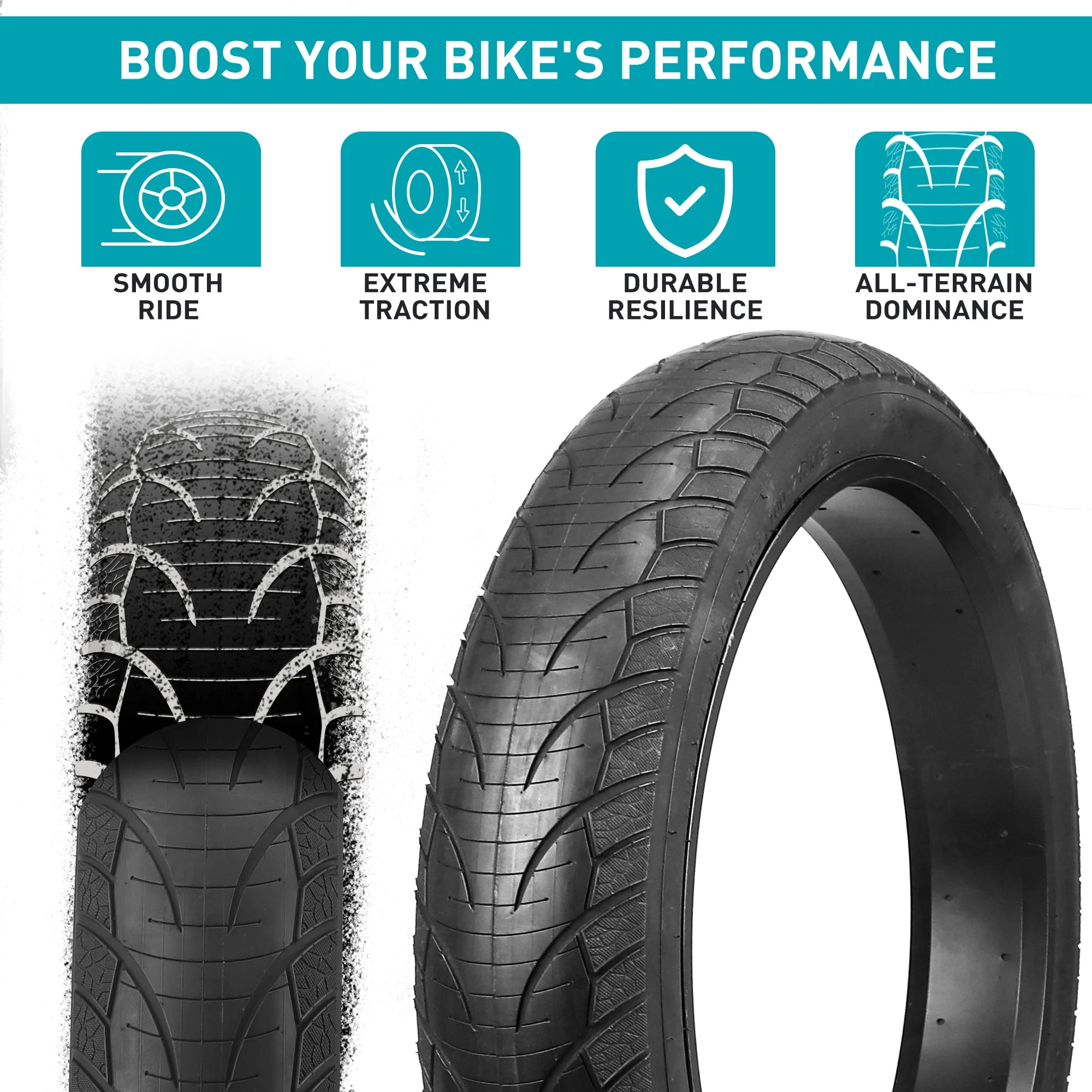 ZUKKA Bike Tire 26 x 4.0 Fat Bike Tire Replacement Tire Folding Mountain Bike Tire High-Density Bike Tires for Snow Beach BMX MT