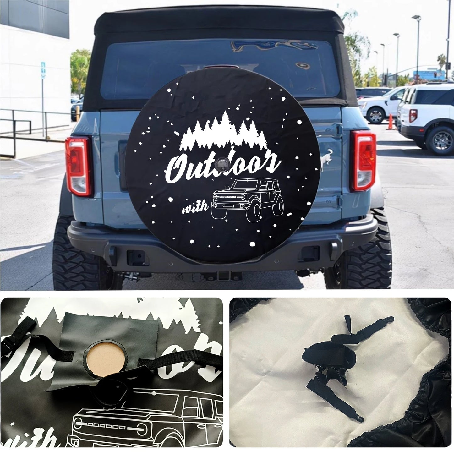 32 Inches Spare Tire Cover For Ford Bronco 2021 2022 Back Wheel Cover Storage Bag Protector Car Tools Car Exterior Accessories