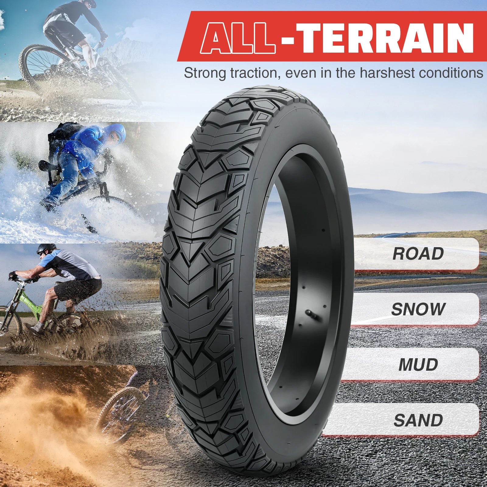 ZUKKA 26x 4.0 E-Bike Tire 2 Pack Fat Tire High Performance Fat Tire/White Wall Tire Replacement Tire Folding