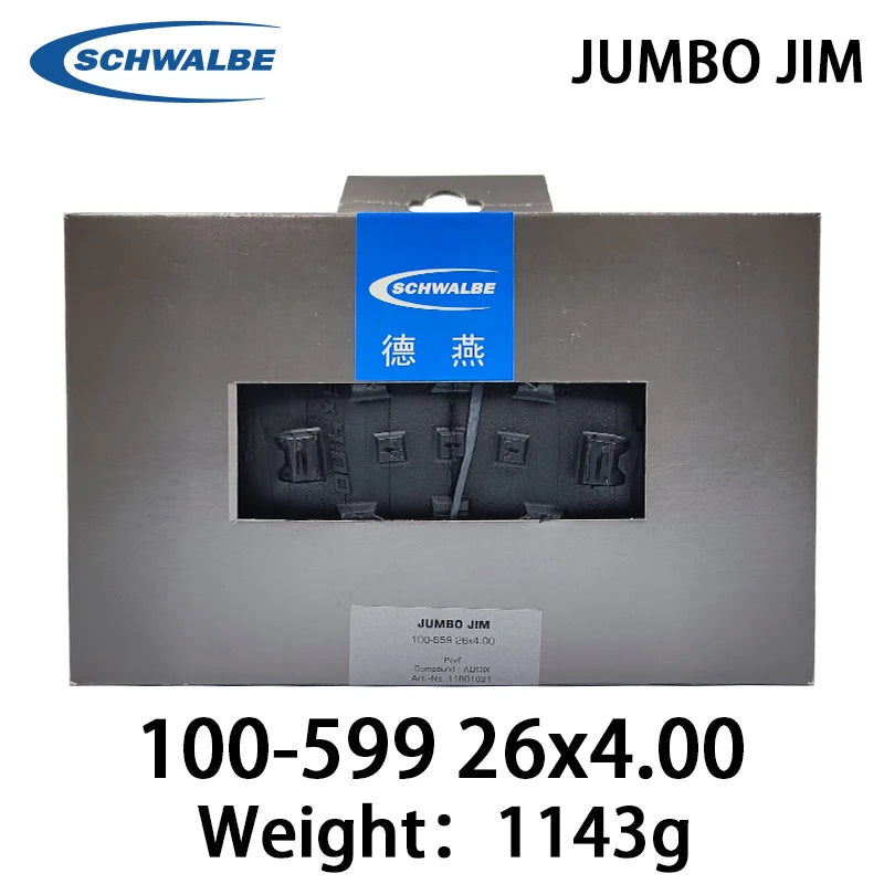 SCHWALBE JUMBO JIM Bicycle Fat Tire 100-559 26x4.00 Inch Beach Snowmobile Bike Folding Tyre Outdoor Cycling Equipments Parts