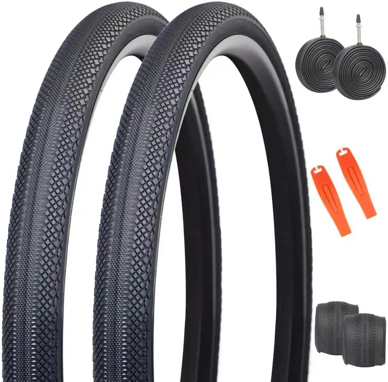 ZUKKA 2 Pack 700x40C Road Gravel Bike Tire Heavy Duty Anti-Slip Puncture Resistant Kit with 2 Inner Tubes Tire Levers Valve Caps