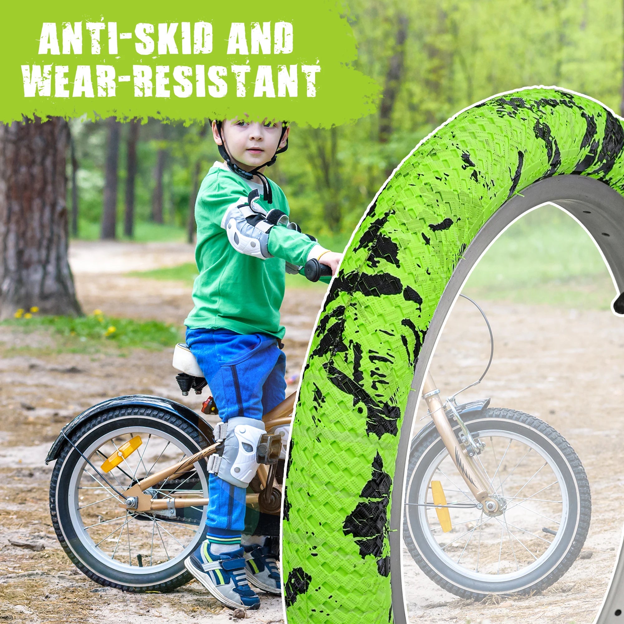 ZUKKA 2 Pack 16x2.1 Bike Tires with Inner Tubes & Levers - Anti-Slip Unique Pattern for Kids BMX MTB 16 Inch Bicycles