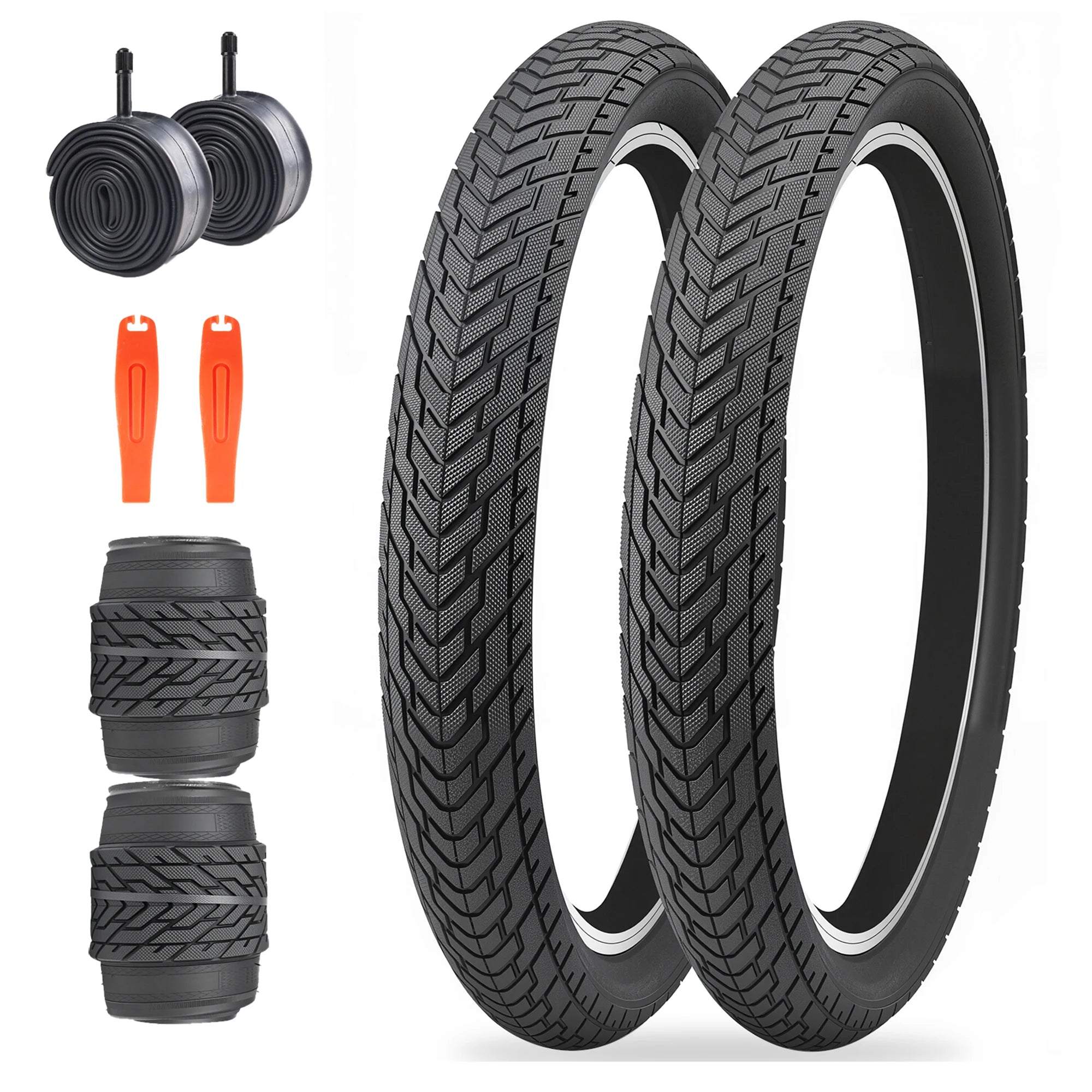 ZUKKA 2 Pack 20x2.35 Orange Bicycle Outer Tires - Anti-Slip All-Terrain Foldable for Kids/City Bikes