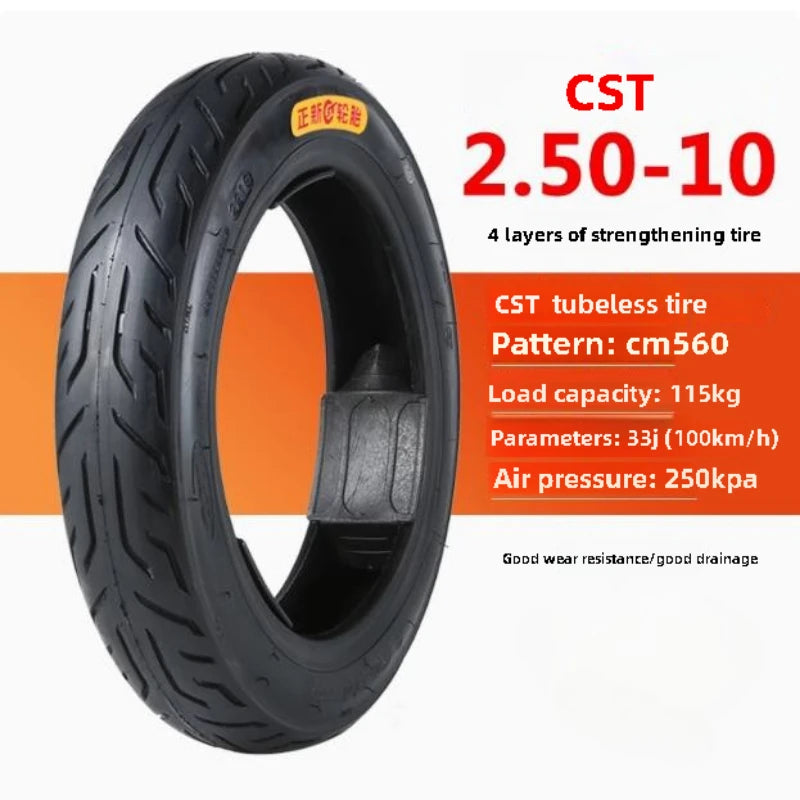 2.50-10 CST Electric Bicycle Tires Tubeless Tires 14 Inch 2.50-10 Electric Cycle Tyre For E-BIKE Electric Vehicle  Tire Vacuum