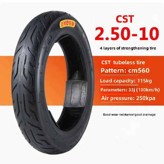 2.50-10 CST Electric Bicycle Tires Tubeless Tires 14 Inch 2.50-10 Electric Cycle Tyre For E-BIKE Electric Vehicle  Tire Vacuum