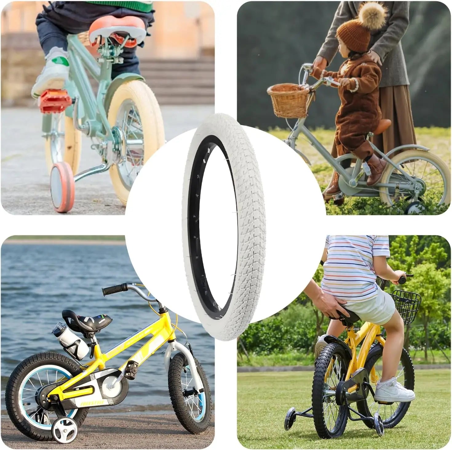 ZUKKA 16 Inch 16x1.75 Bicycle Tire Set Anti-Slip Wear-Resistant Puncture Proof for Kid & Toddler Bikes