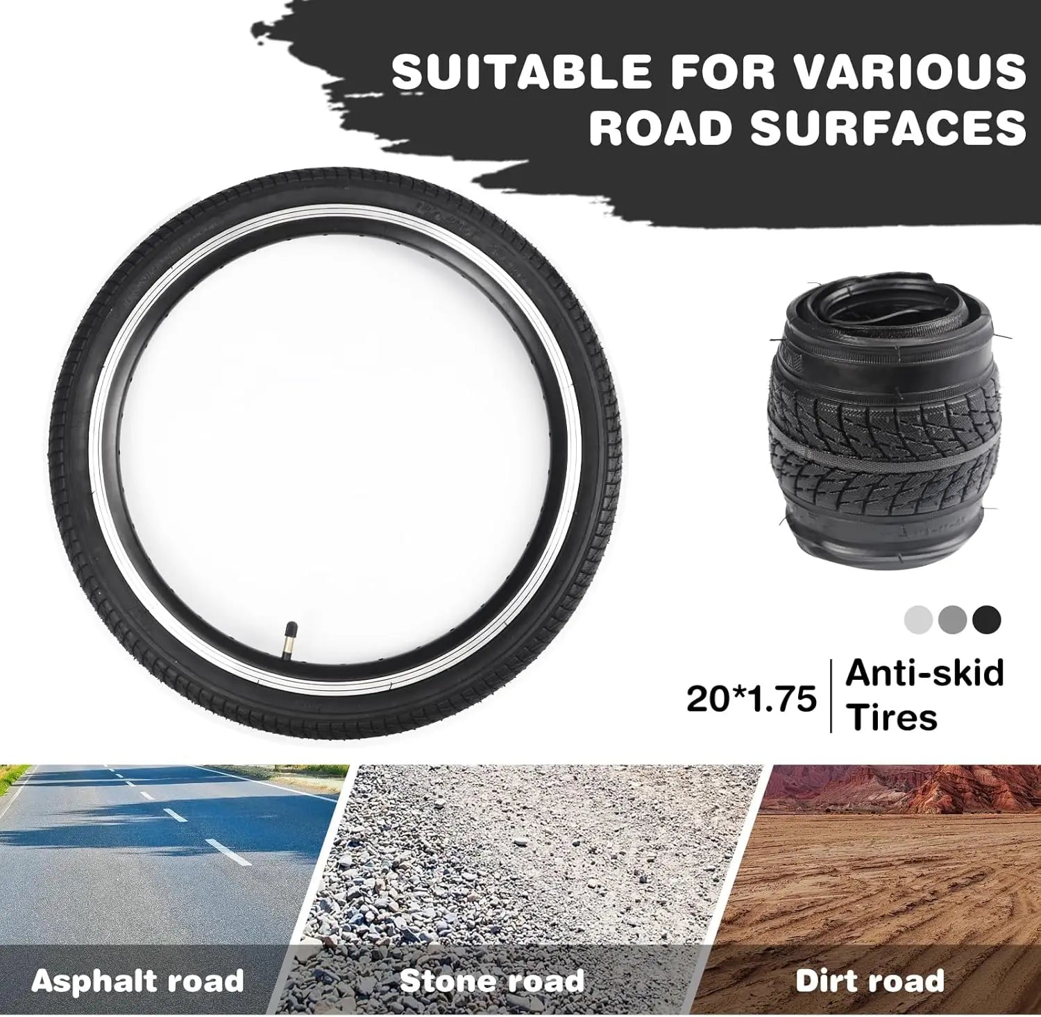 ZUKKA 16 Inch 16x1.75 Bicycle Tire Set Anti-Slip Wear-Resistant Puncture Proof for Kid & Toddler Bikes