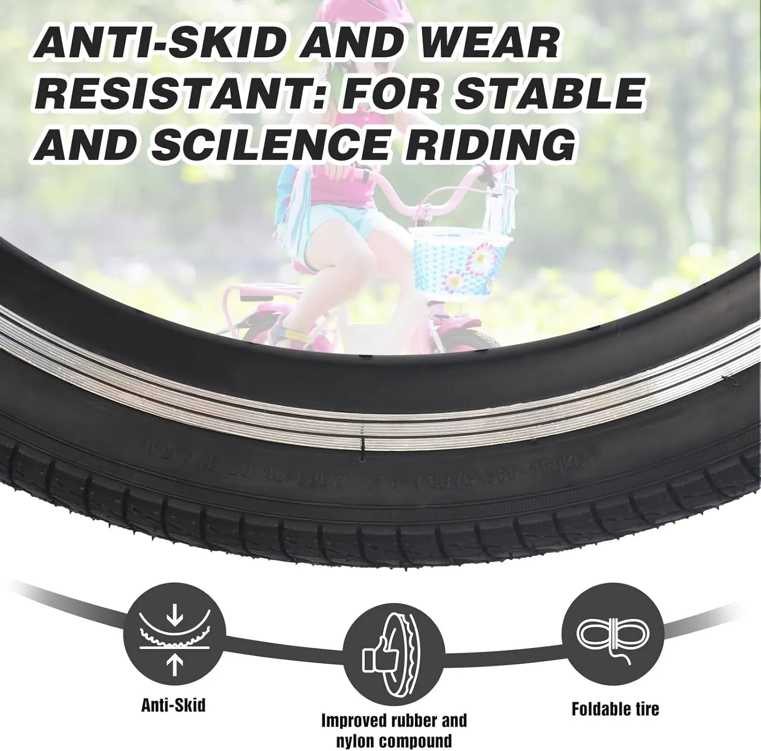 ZUKKA 16 Inch 16x1.75 Bicycle Tire Set Anti-Slip Wear-Resistant Puncture Proof for Kid & Toddler Bikes