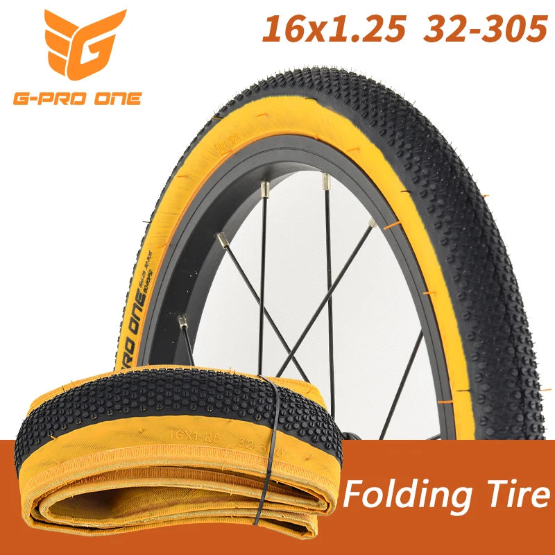 G-PRO-ONE Original BMX Bike Small Wheel Bicycle Folding Tire 16x1.25 32-305 Anti-slip Wear-resistant IA-1009 Cycling Parts