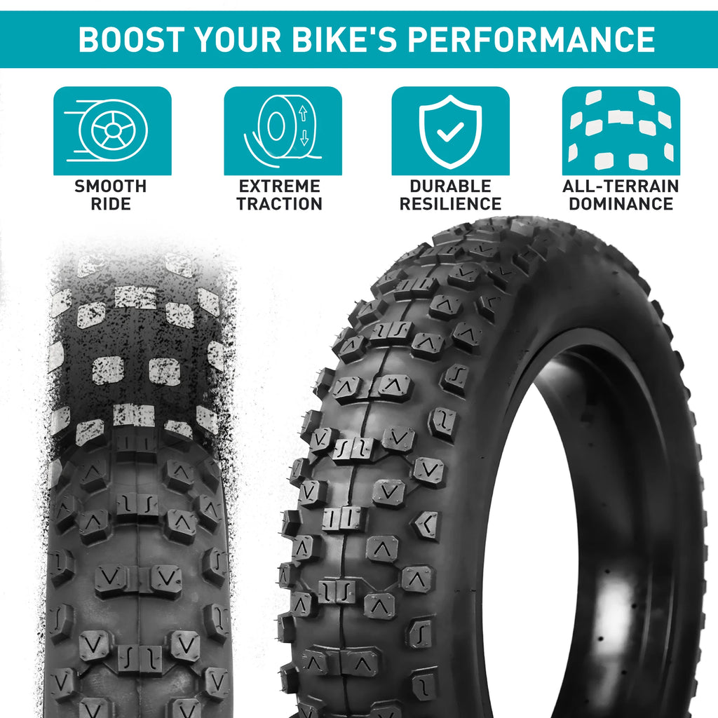 ZUKKA 2 Pack 20"x 4" Fat Tire Heavy Duty Wear-Resistant for Ebike Mountain Snow All-Terrain Off-Road Cycling