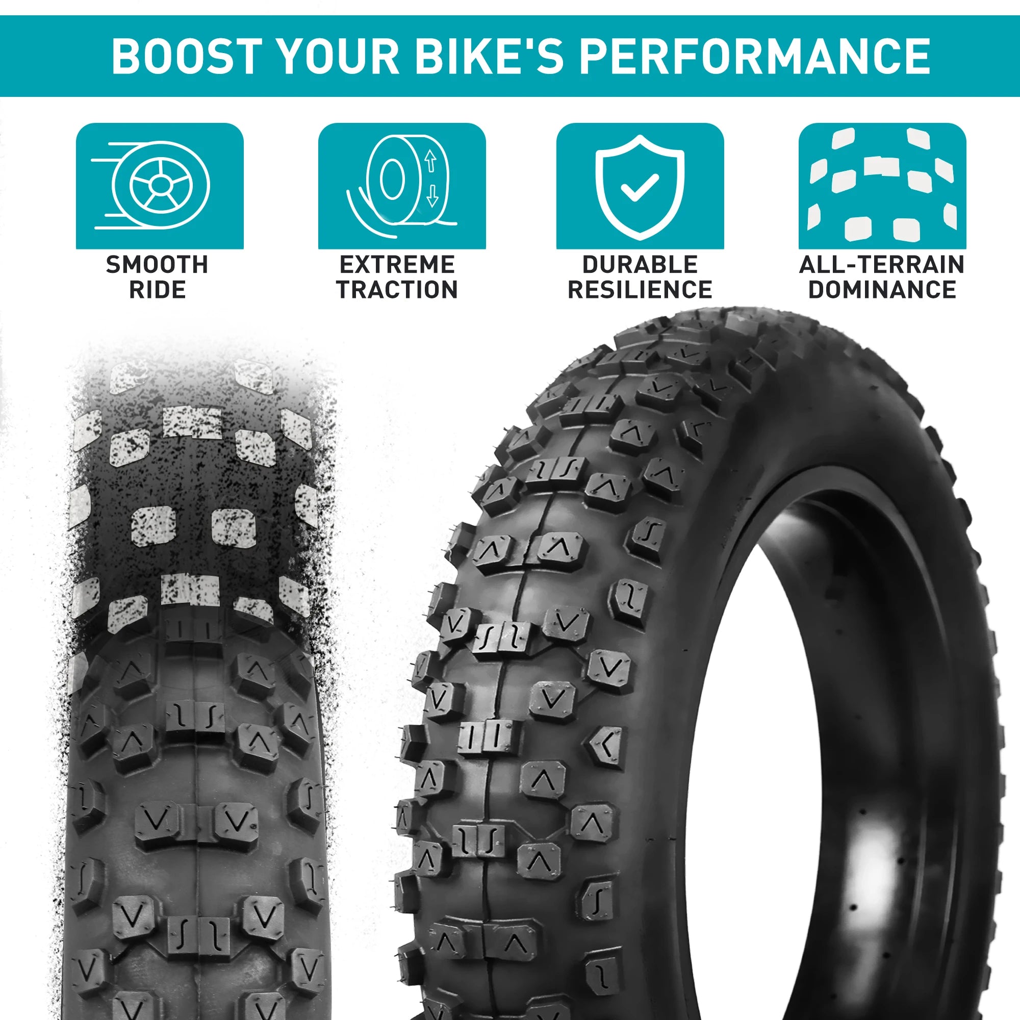 ZUKKA 2 Pack 20"x 4" Fat Tire Heavy Duty Wear-Resistant for Ebike Mountain Snow All-Terrain Off-Road Cycling
