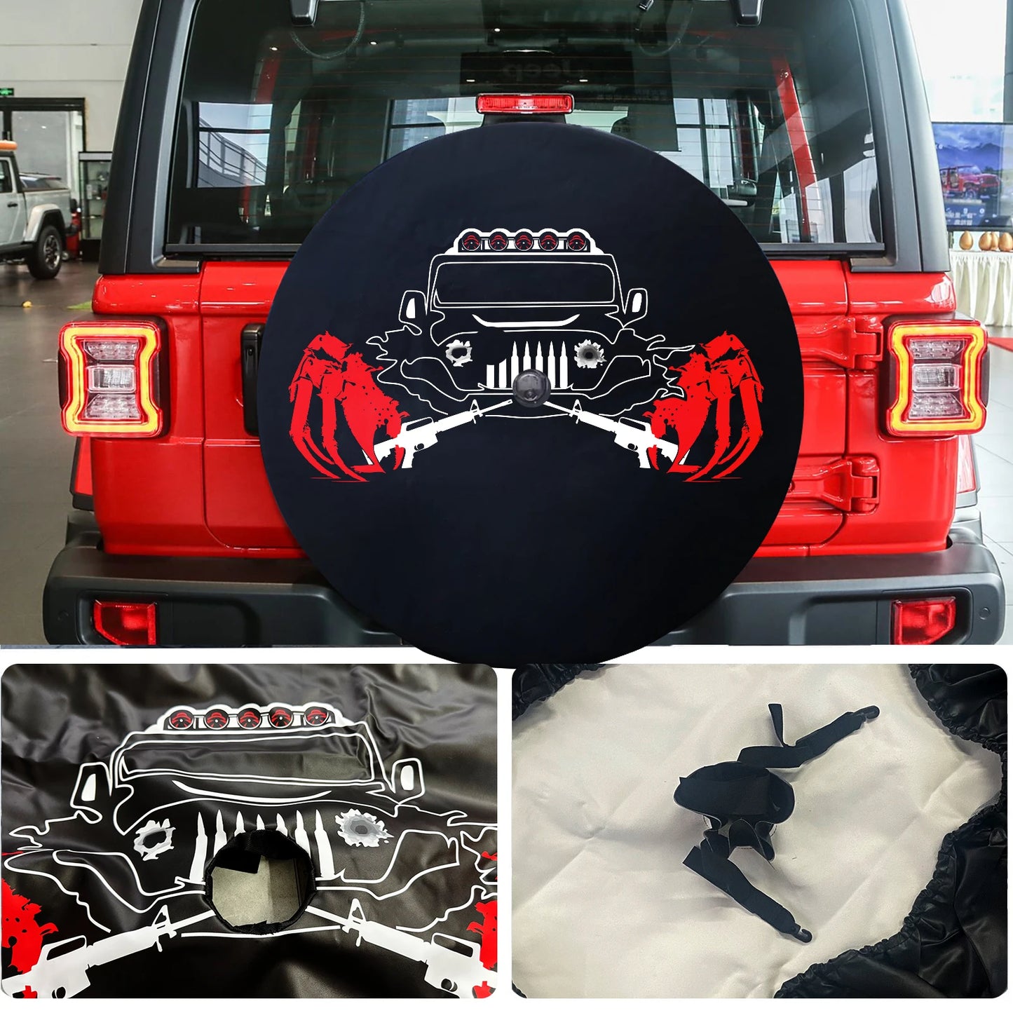 32 Inches Spare Tire Cover Universal Fit for Jeep Wrangler Rv SUV Truck Trailer Vehicles Back Wheel Cover Storage Bag Protector