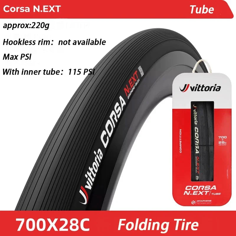 Vittoria Original Corsa N.Ext Tubeless-Ready/Tube Clincher Road Racing Bicycle 700x/24c/26c/28c/29c/30c/32c/34c Folding Tires