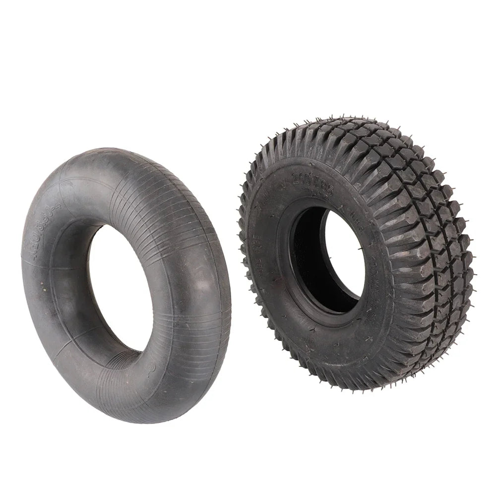 Wear Resistant 4.10/3.50-4 Inner Tube 260X85 Tires Knobbly Block Tread Puncture Proof Outer Tire Set for Scooter Wheelchair