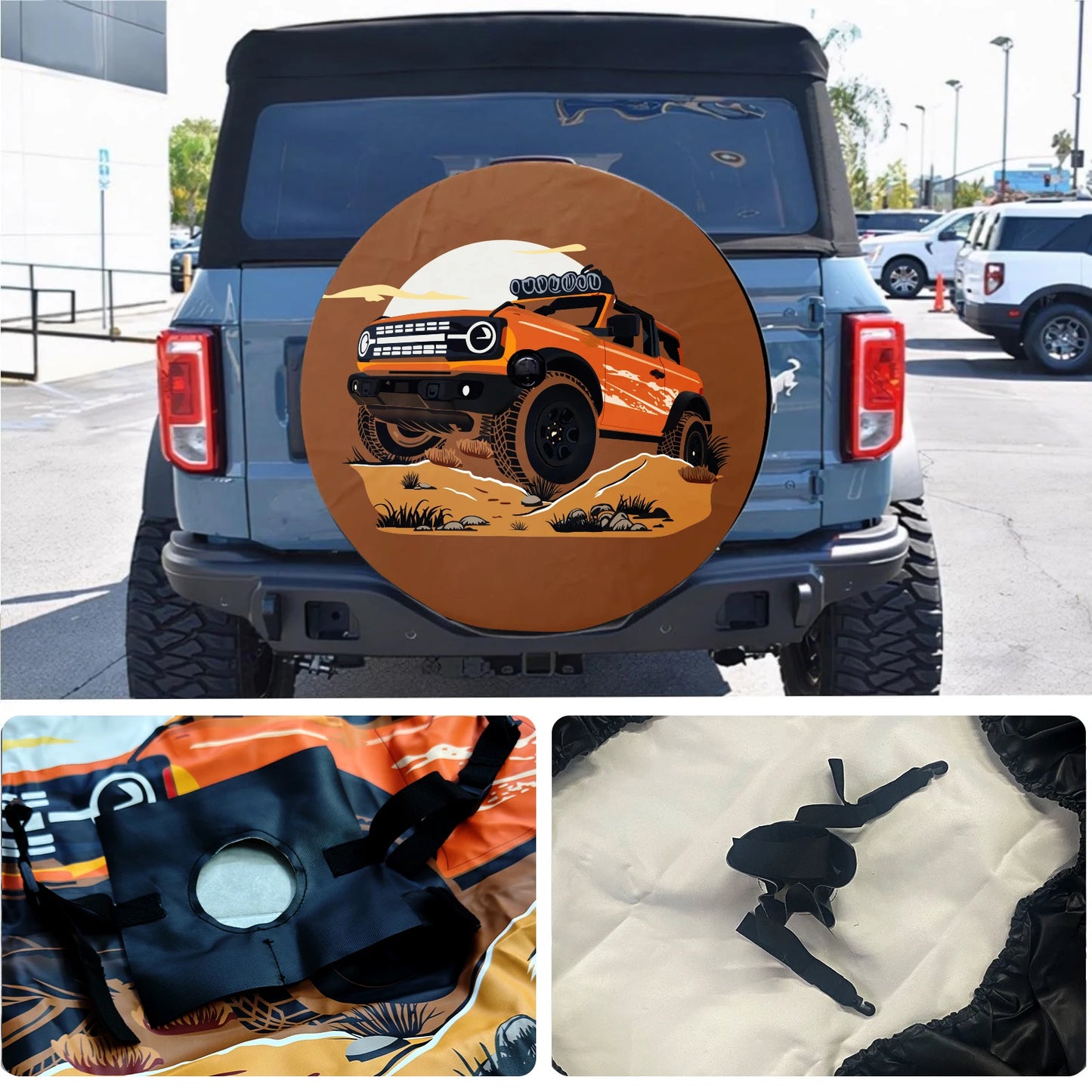 LS AUTO Car Exterior Accessories 32 Inches Spare Tire Cover Back Wheel Cover Storage Bag Protector For Ford Bronco 2021 2022