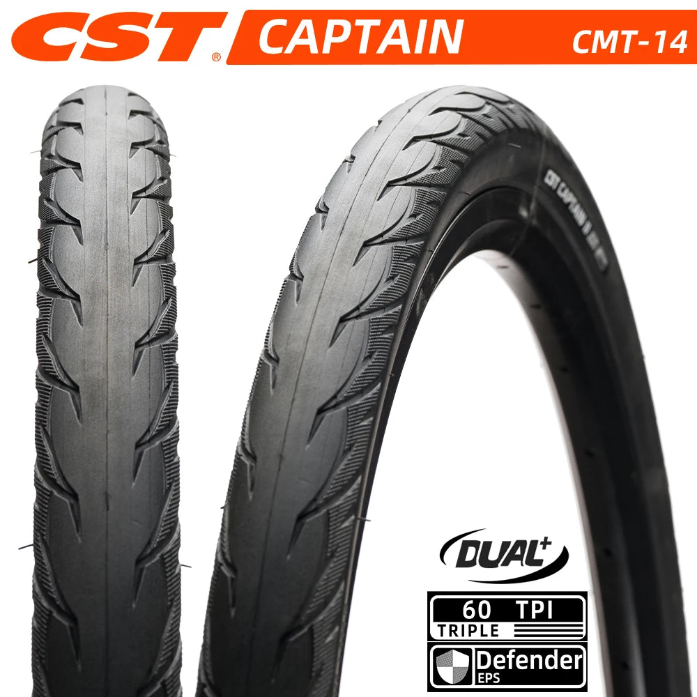 CST CMT-14 City Commuter Touring Bicycle Tire  All-Season Low Rolling  Wire Bead, Available in 26 27.5 Inches