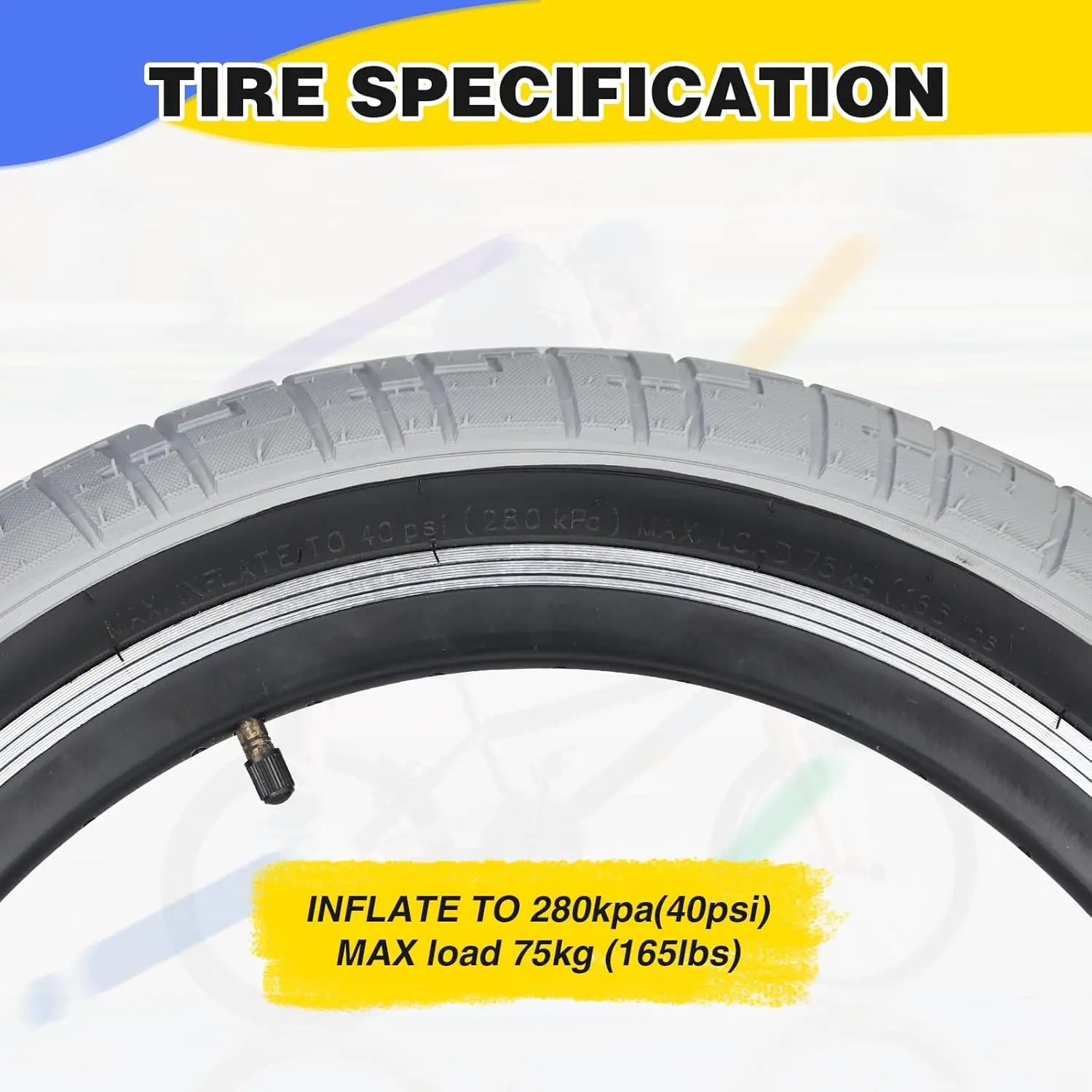 ZUKKA 20 x 2.4 Bike Tire 2 Pack 20 Inch Bike Tires Folding Replacement Tire for Kids Bike, MTB Mountain Bike, BMX Freestyle