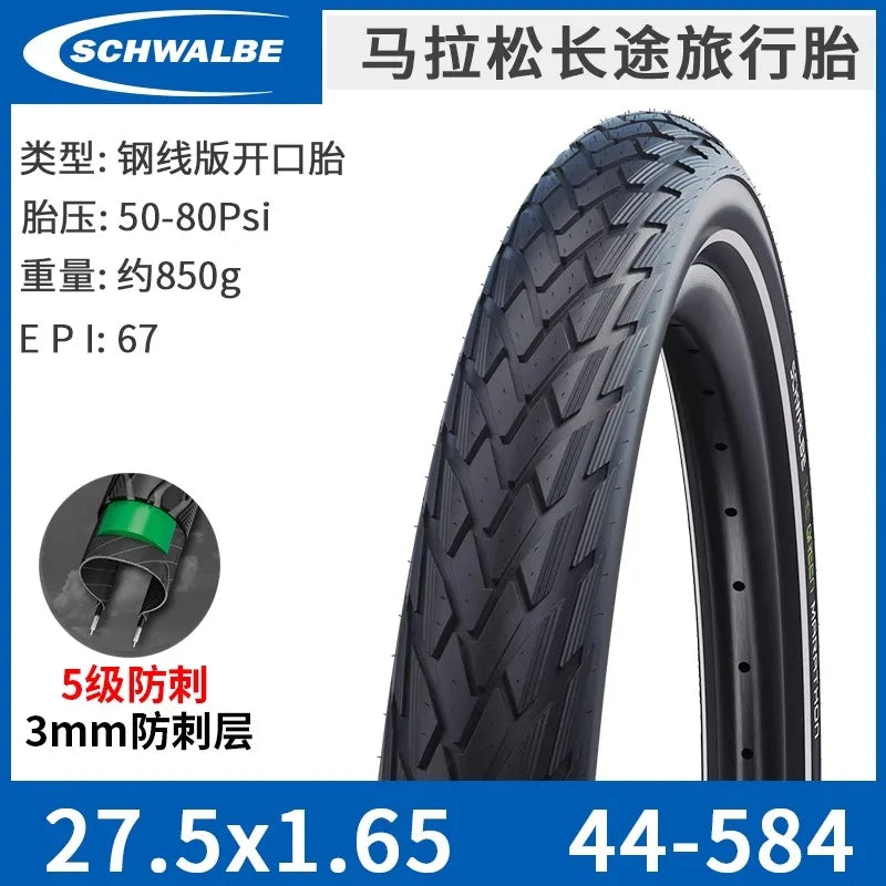 SCHWALBE Original MARATHON Series 700c 26/27.5 Inch Wired Bicycle Tire for MTB Bike Touring Bicycle Cycling Parts