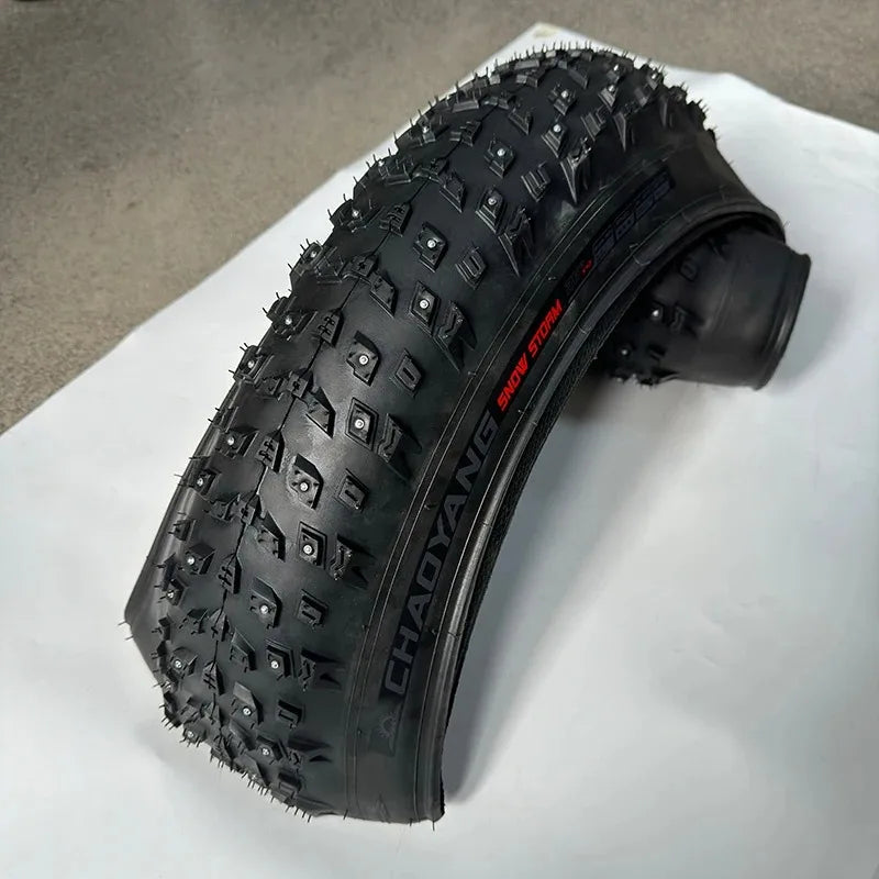 CHAOYANG Original Snow Storm 26x4.0 Folding Fat Tire Shark Skin Anti Puncture Spikes MTB Tire H-5202 Cycling Parts