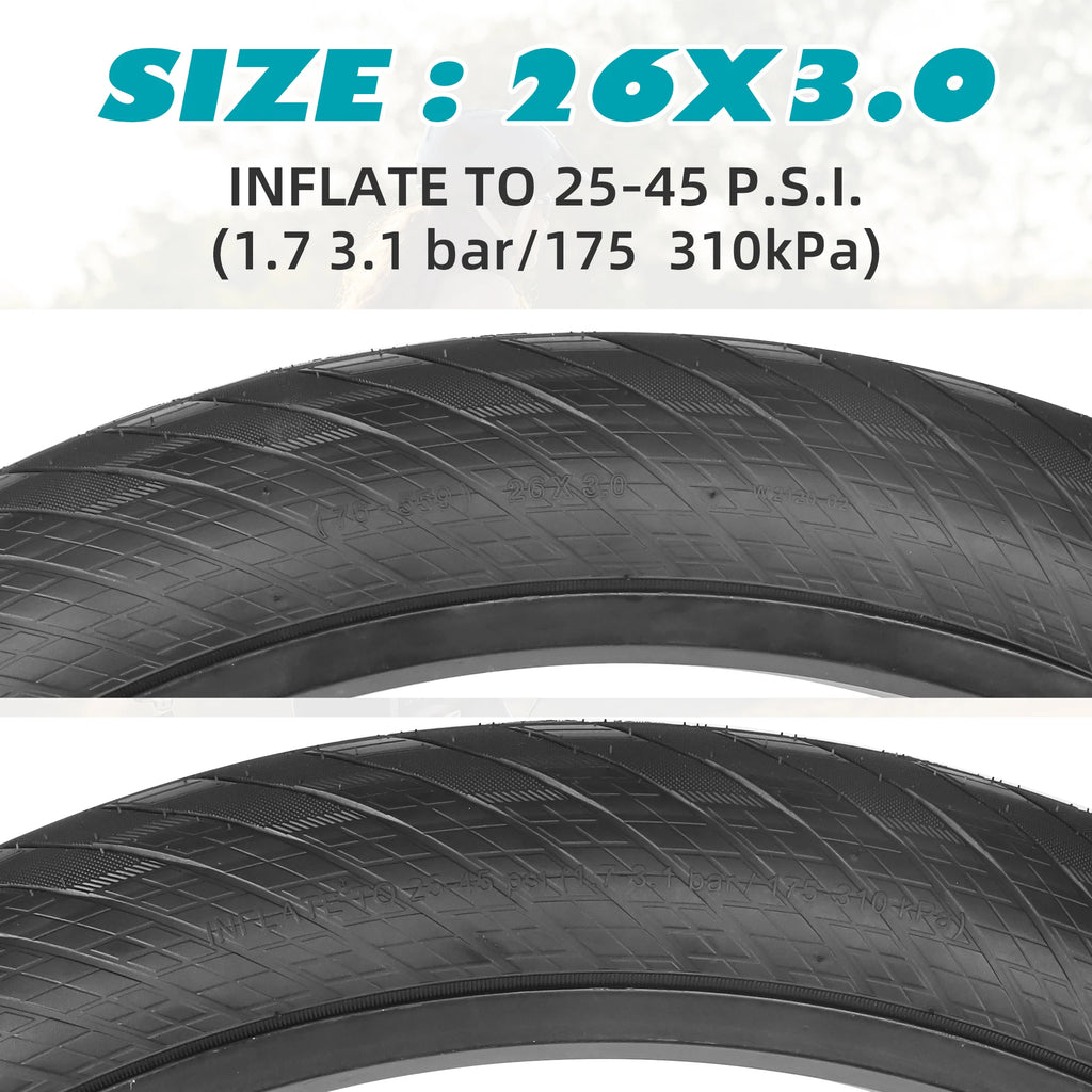 ZUKKA 1 Pack 20/24/26x3.0 Fat Bike Tires ebike Tires  MTB Heavy Duty Wear-Resistant E-Bike Mountain Snow Bike Tire