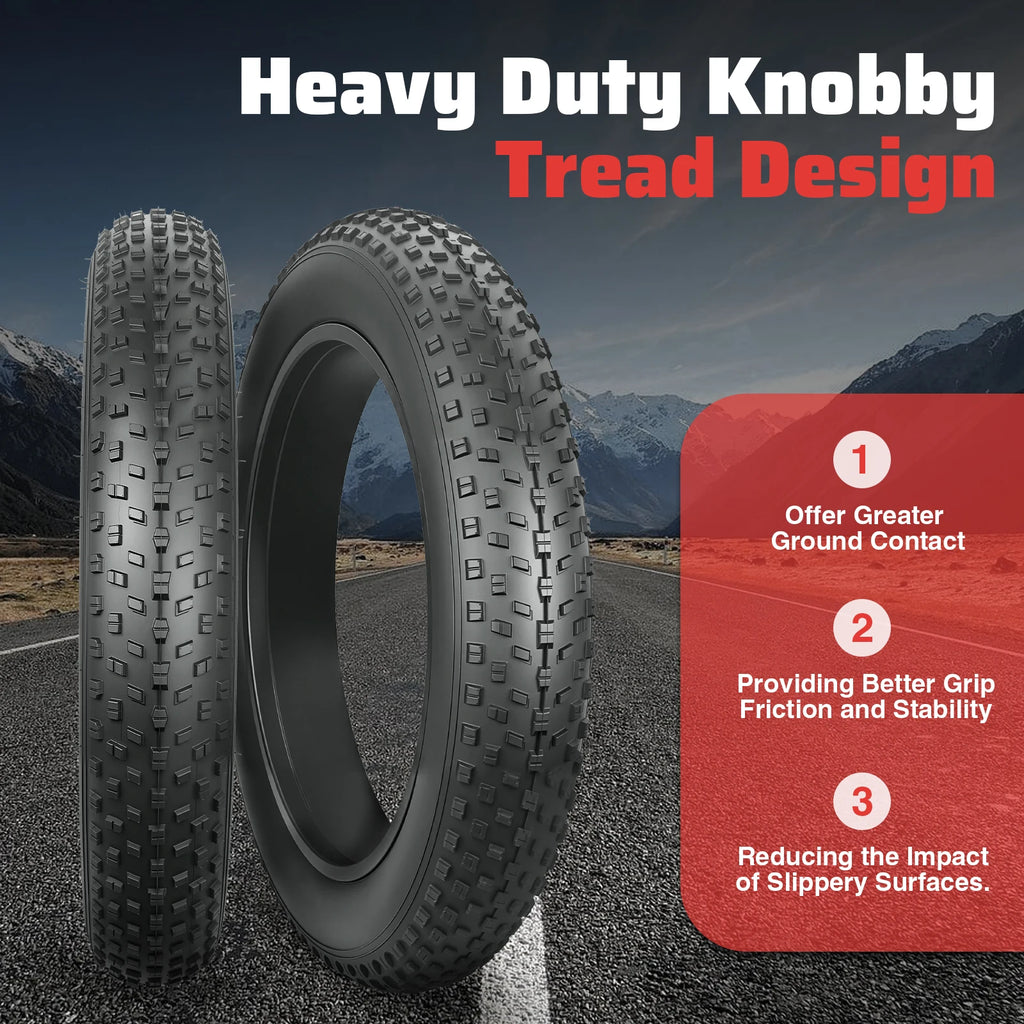 ZUKKA 24x3.0 Inch All-Terrain Foldable Bike Tire - Durable Knobby Tread for E-Bike/Fat Bike/Snow Bike