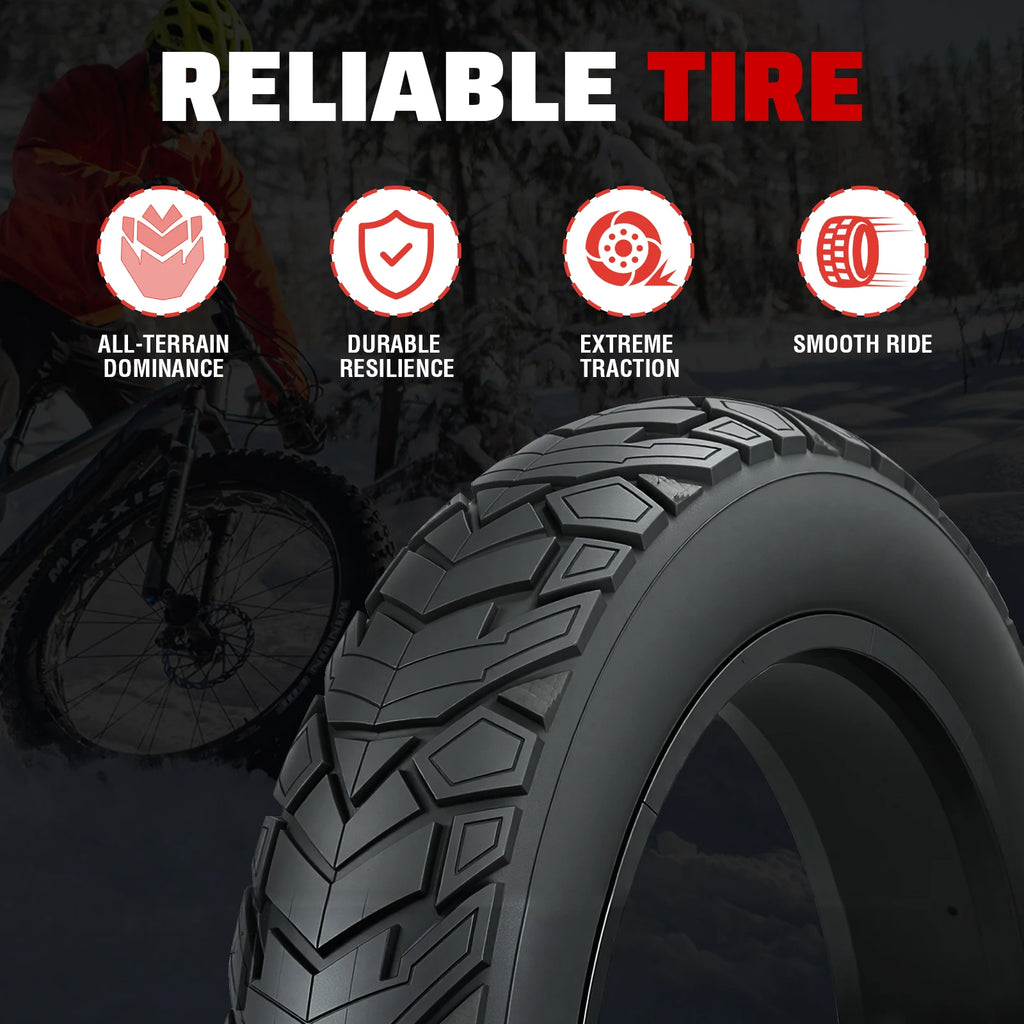 ZUKKA 26x 4.0 E-Bike Tire 2 Pack Fat Tire High Performance Fat Tire/White Wall Tire Replacement Tire Folding