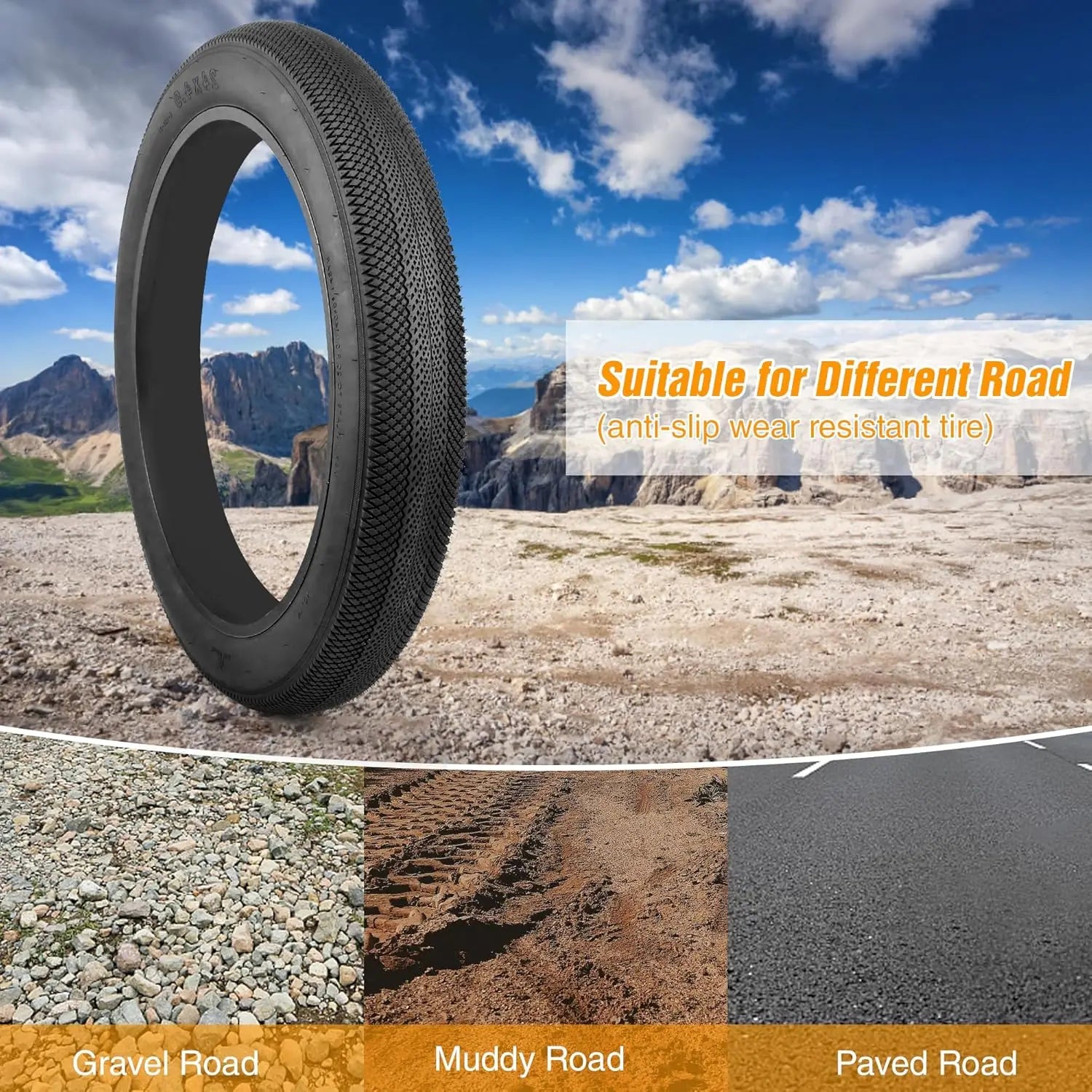 ZUKKA Bike Tire 24 x 4.0 Fat Bike Tire Replacement Tire Folding Mountain Bike Tire High-Density Bike Tires for Snow Beach BMX MT
