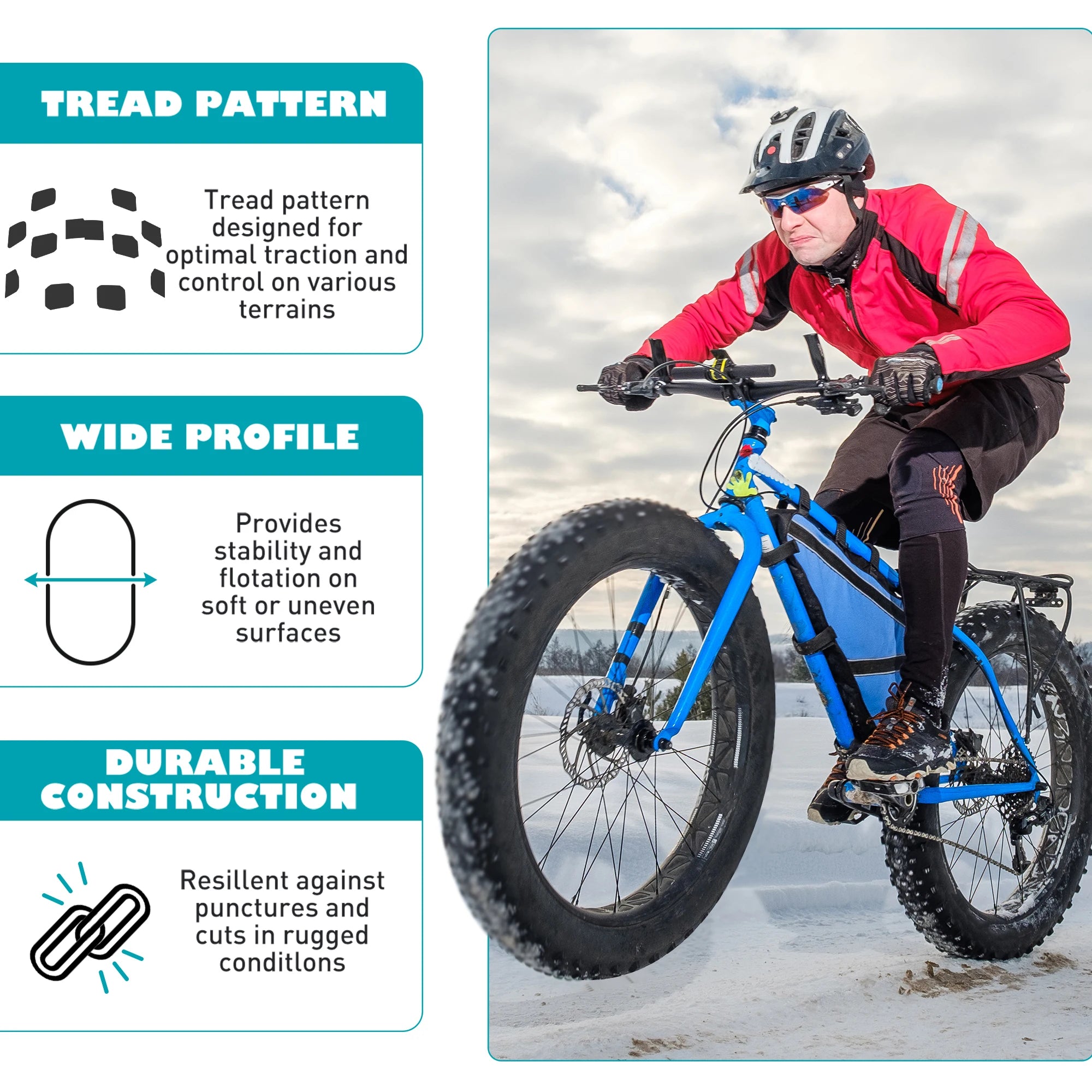 ZUKKA 2 Pack 20"x 4" Fat Tire Heavy Duty Wear-Resistant for Ebike Mountain Snow All-Terrain Off-Road Cycling