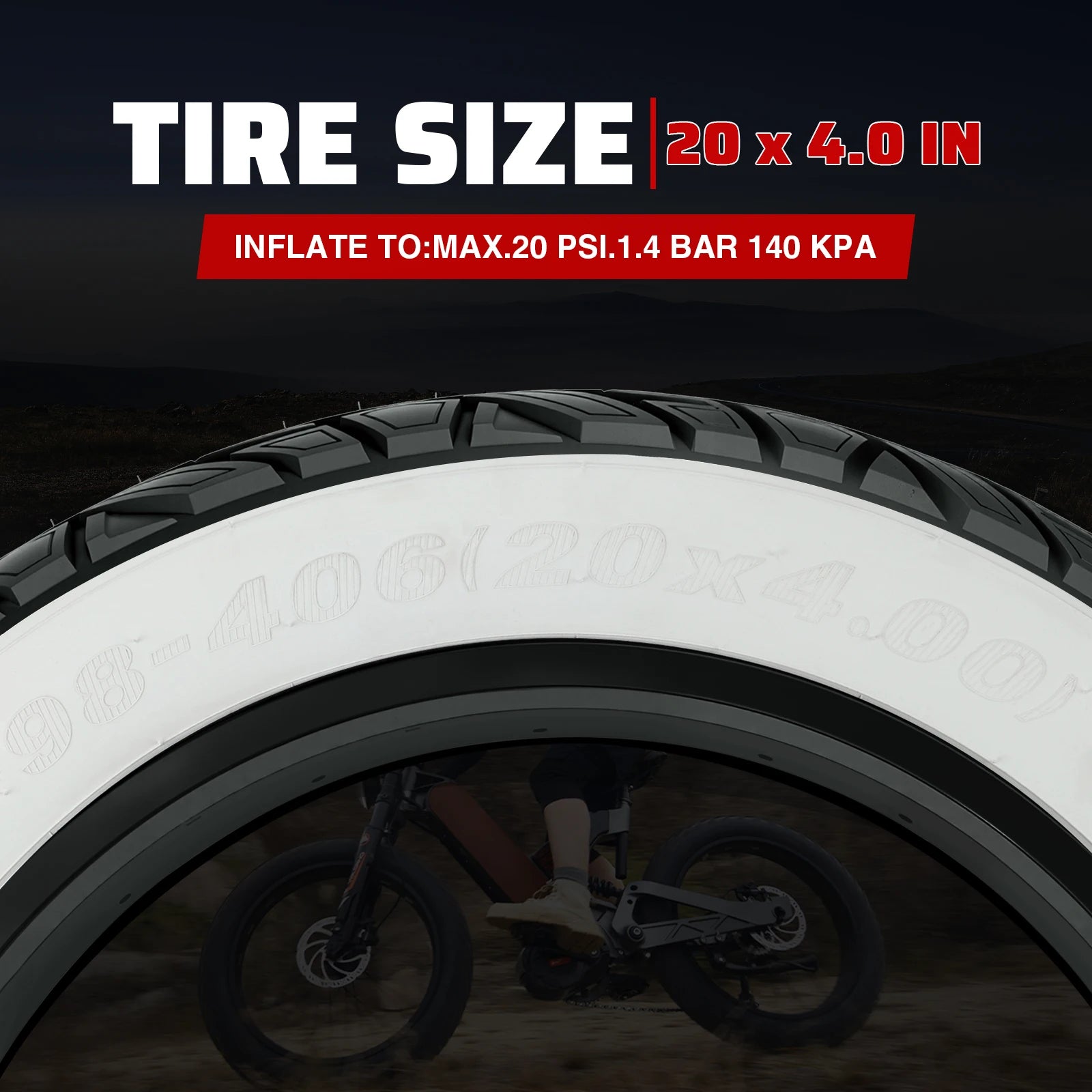 ZUKKA Fat Bike Tire 20 x 4.0 inch Mountain Bike Tire Fat Tire 20/26 inch Heavy Duty Deep Grooves Foldable Replacement