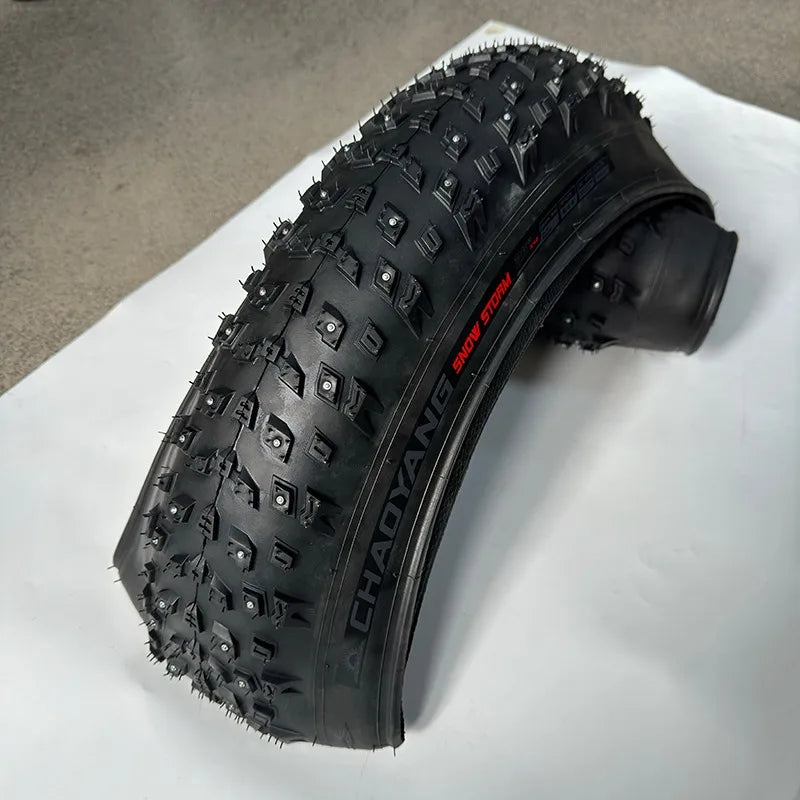 CHAOYANG Original Snow Storm 26x4.0 Folding Fat Tire Shark Skin Anti Puncture Spikes MTB Tire H-5202 Cycling Parts