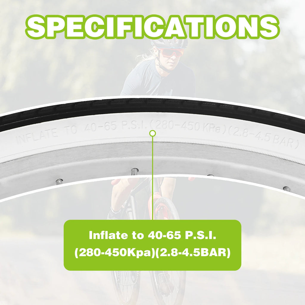 ZUKKA 26x1.75 Inch White Wall Folding Tire 1 Pack Anti-slip Drainage Bicycle Tire for 26 Inch City Commuter Bike