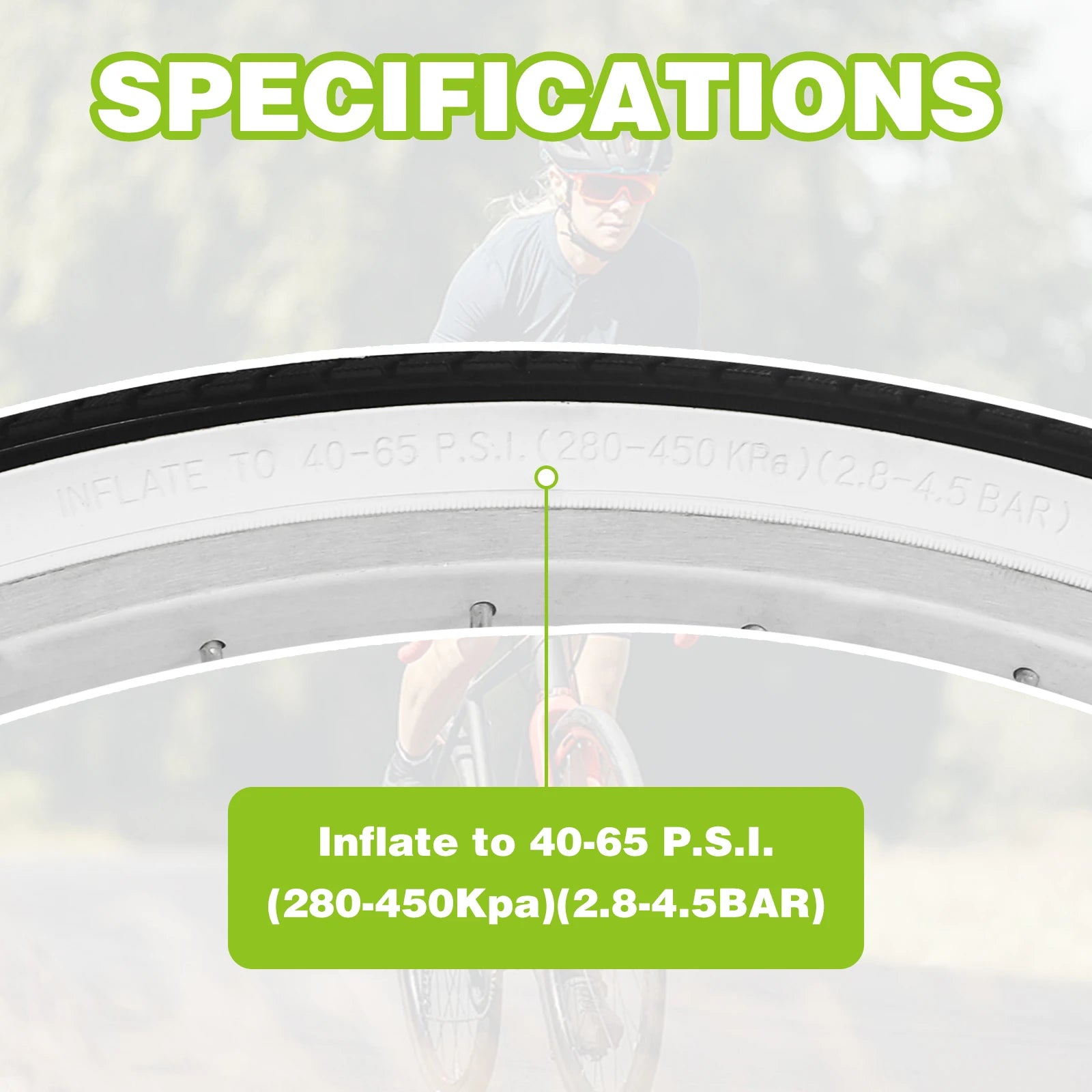 ZUKKA 26x1.75 Inch White Wall Folding Tire 1 Pack Anti-slip Drainage Bicycle Tire for 26 Inch City Commuter Bike