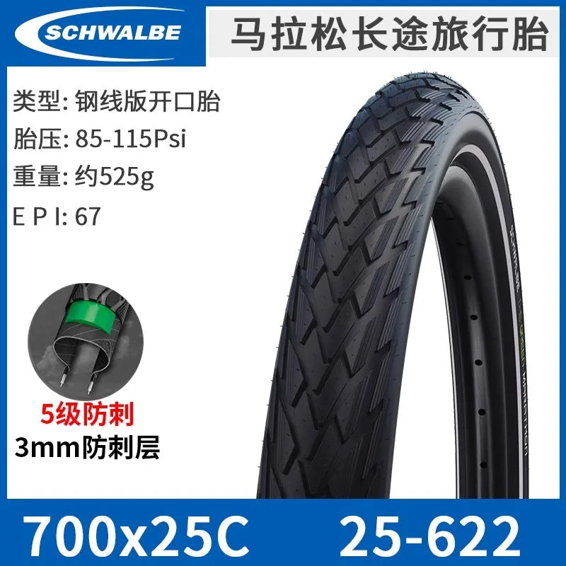 SCHWALBE Original MARATHON Series 700c 26/27.5 Inch Wired Bicycle Tire for MTB Bike Touring Bicycle Cycling Parts