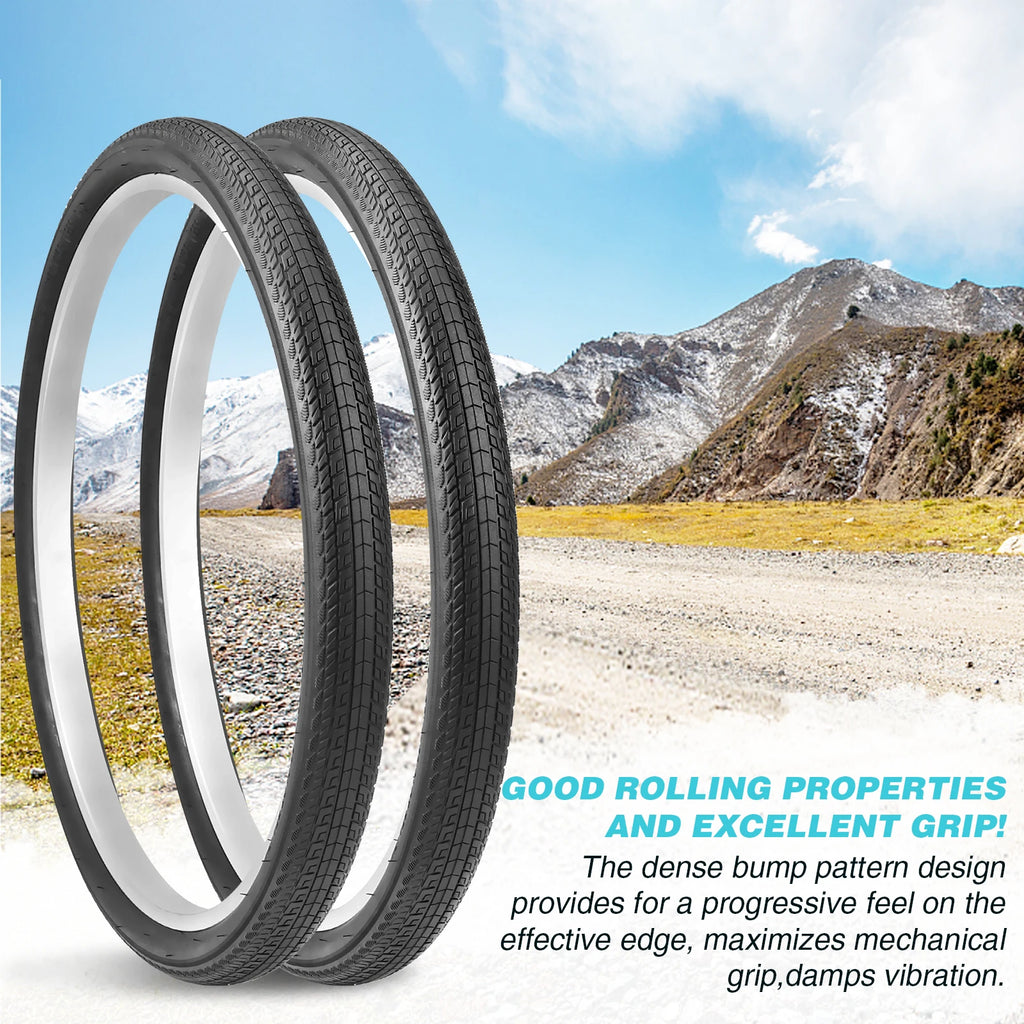 ZUKKA 2 Pack Value Replacement 20"/24"x1.75 Mountain Bike Outer Tires High Grip Foldable Durable for Off-Road Trail