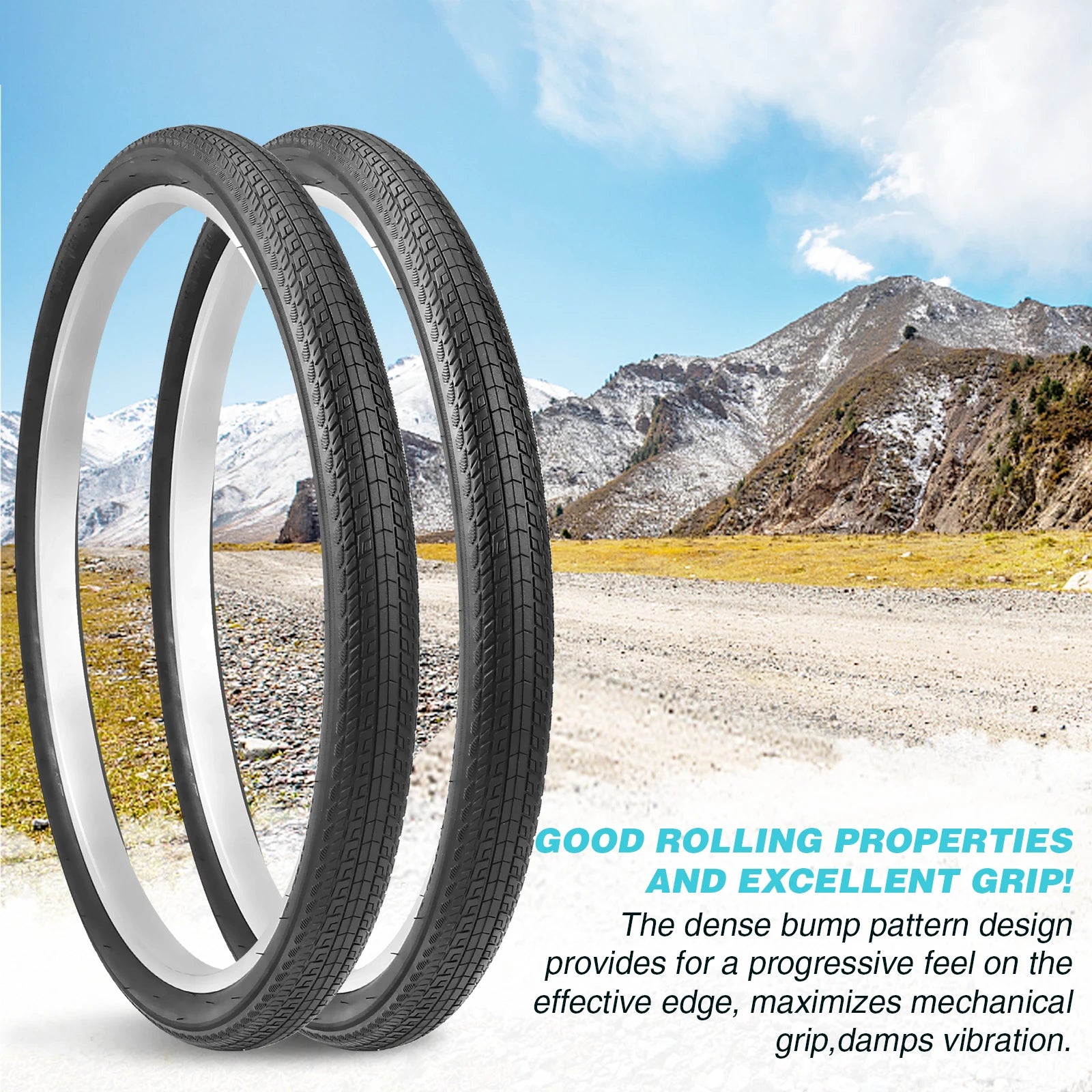 ZUKKA 2 Pack Value Replacement 20"/24"x1.75 Mountain Bike Outer Tires High Grip Foldable Durable for Off-Road Trail