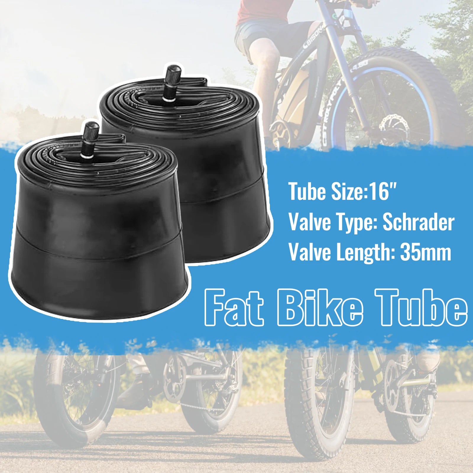 ZUKKA 16x4.0 Fat Bike Tire Set 2 Inner Tubes Knobby Tread All-Terrain Foldable Durable for E-Bike Snow Bike