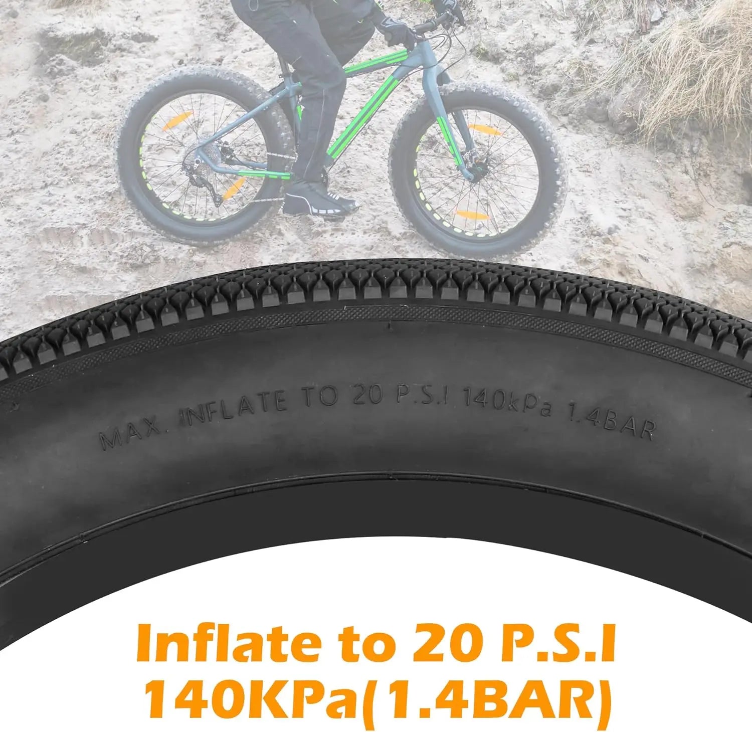 ZUKKA Bike Tire 24 x 4.0 Fat Bike Tire Replacement Tire Folding Mountain Bike Tire High-Density Bike Tires for Snow Beach BMX MT
