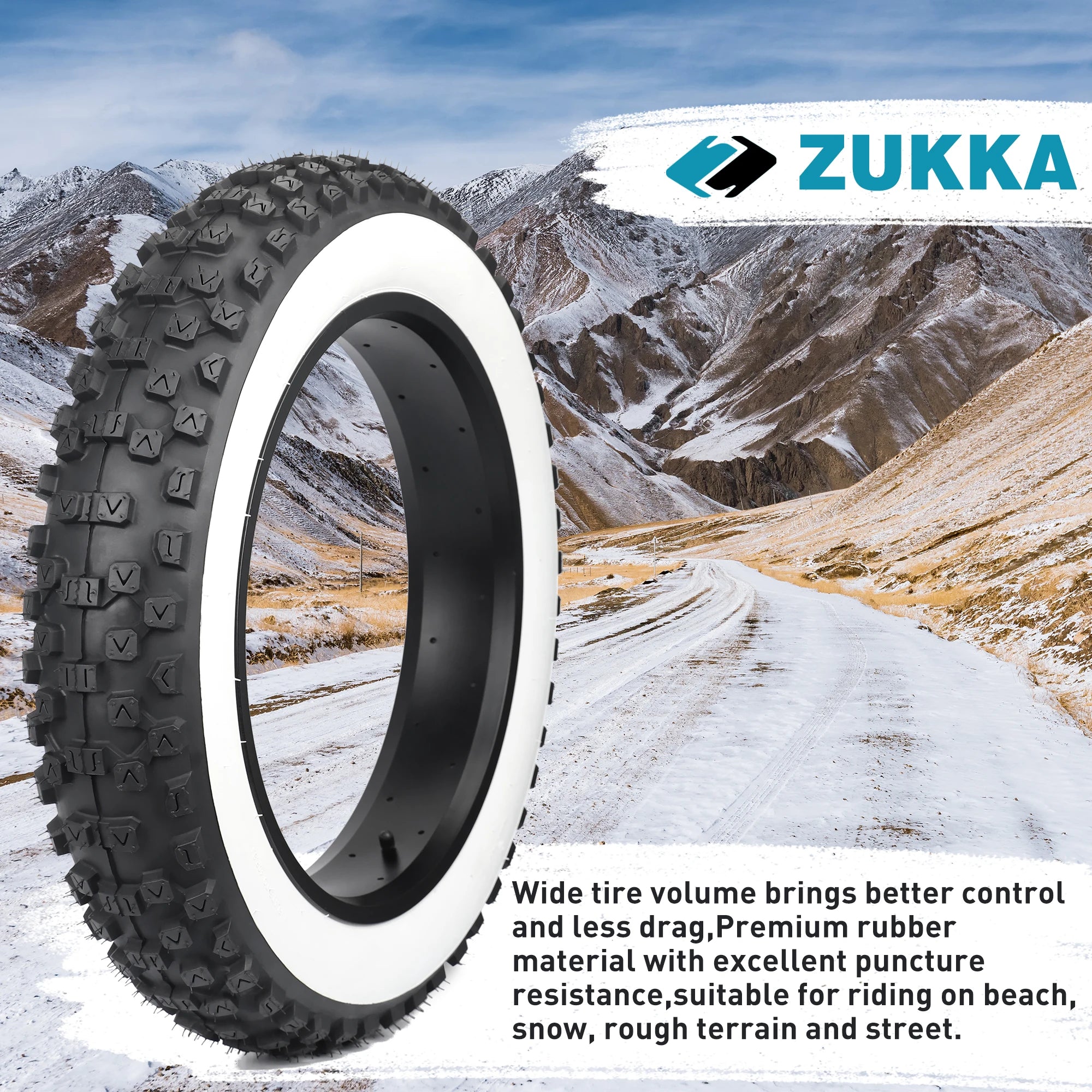 ZUKKA 2 Pack 20x4.0 inch Fat Bike Tire for Electric Bike Fat Bicycle Tire 4.0 inch Mountain Bike Tire