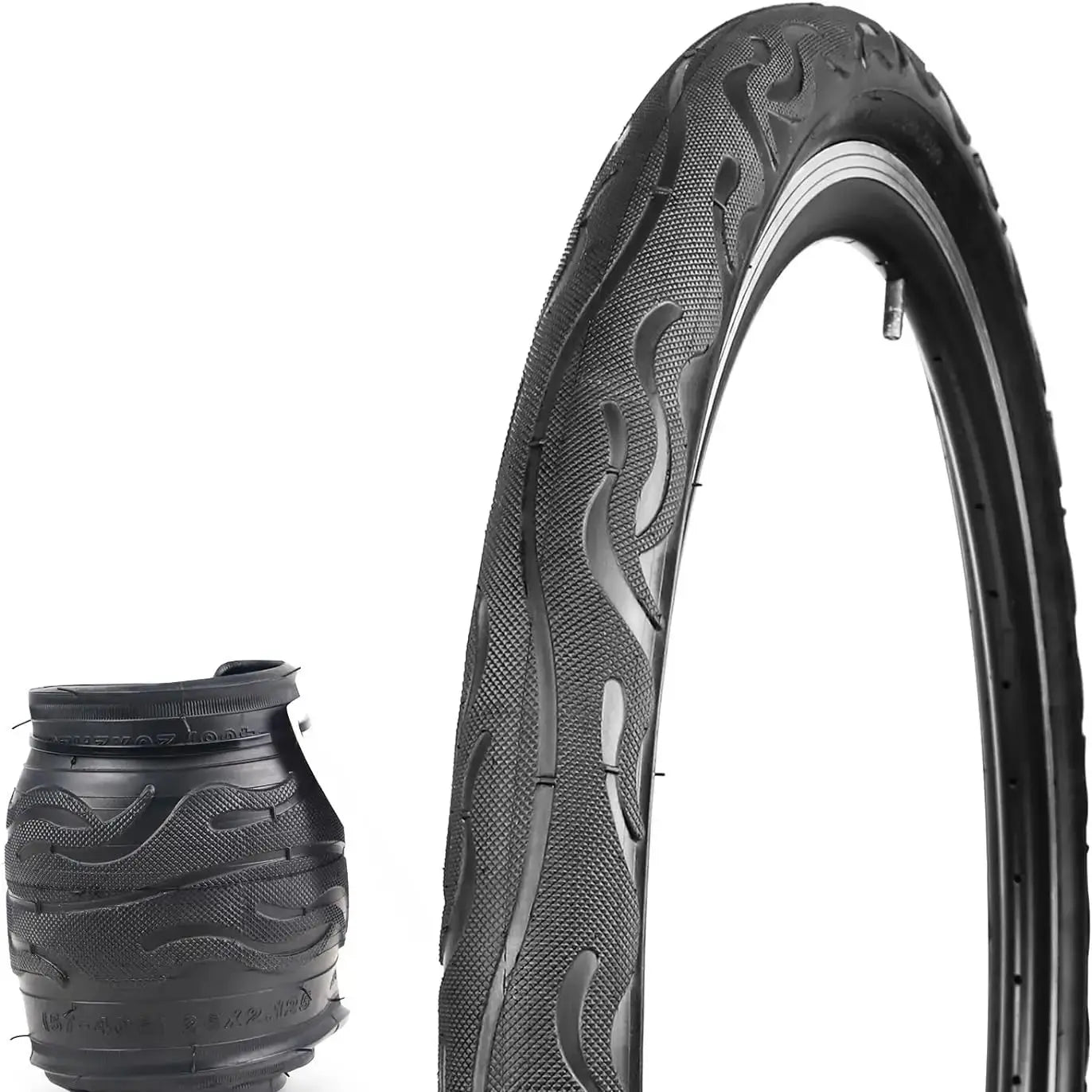 ZUKKA 2 Pack Bike Tire for Cruiser Bike 20/24/26 Inch  Flame Pattern Thread Bicycle Tire for MTB Cruiser Bicycle Black