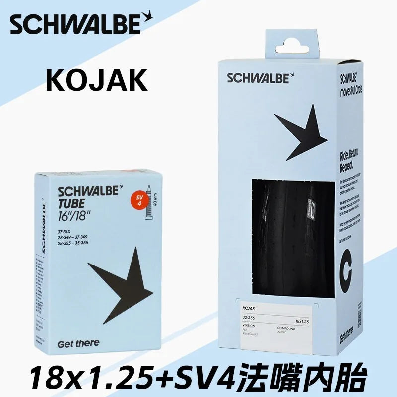 SCHWALBE KOJAK 18" Inch 32-355 18x1.25 Black Folding Tire Level 4 RaceGuard for Birdy Folding Bicycle BMX Bike Cycling Parts