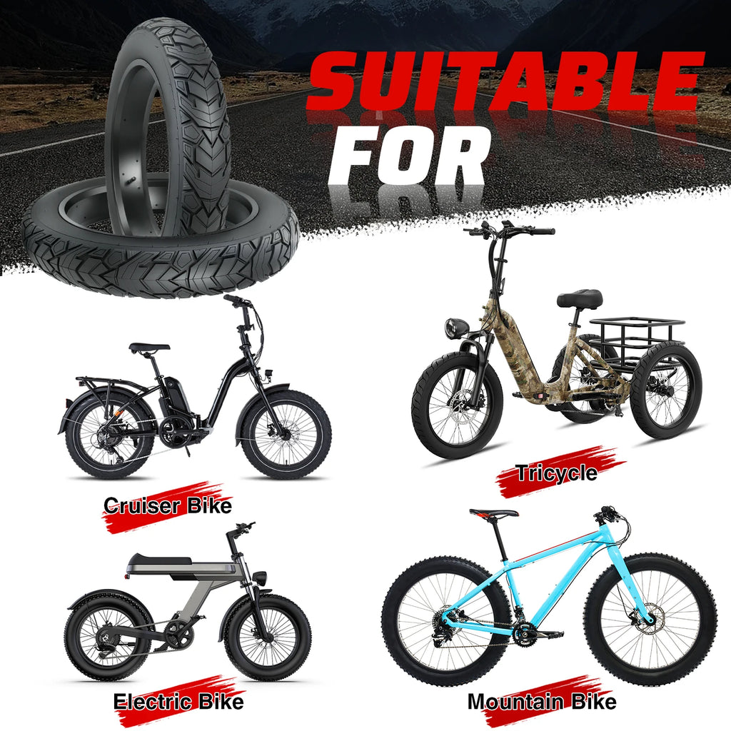 ZUKKA 26x 4.0 E-Bike Tire 2 Pack Fat Tire High Performance Fat Tire/White Wall Tire Replacement Tire Folding