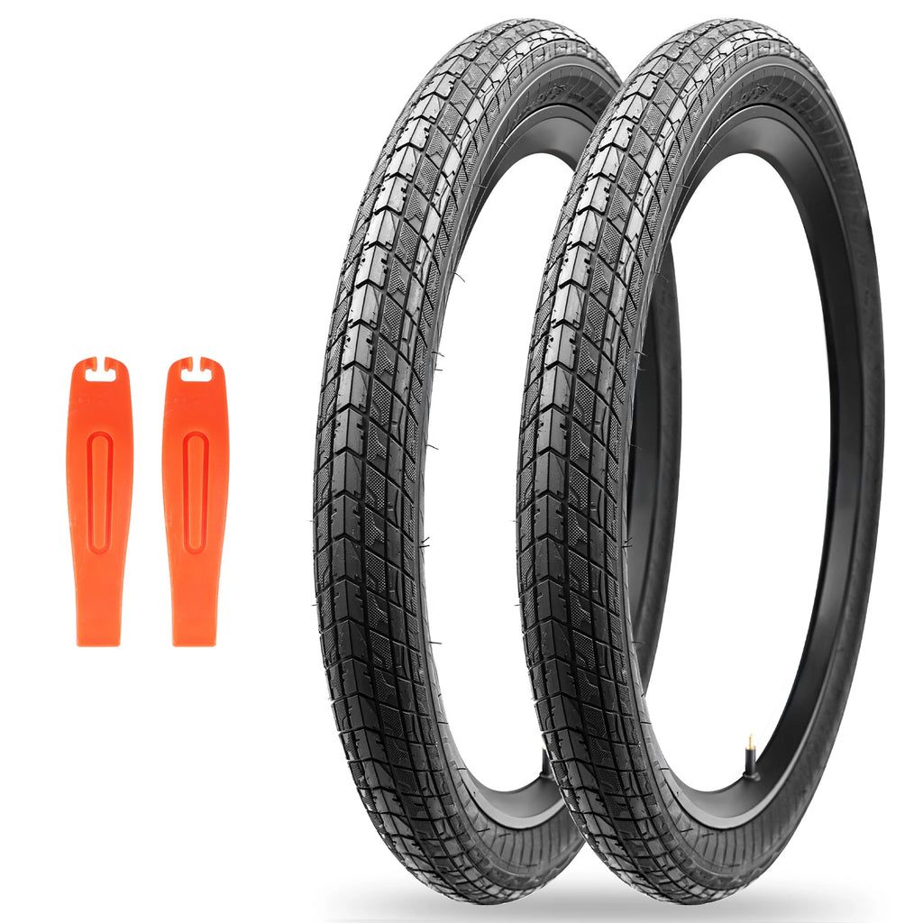 ZUKKA 2 Pack 20x2.1 Folding Bead Bike Tires Replacement with 2 Inner Tubes Anti-Slip Wear-Resistant Durable for MTB Bicycles