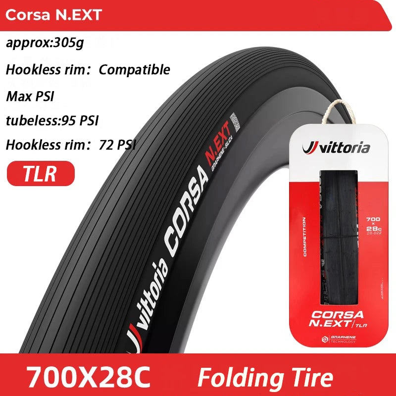 Vittoria Original Corsa N.Ext Tubeless-Ready/Tube Clincher Road Racing Bicycle 700x/24c/26c/28c/29c/30c/32c/34c Folding Tires