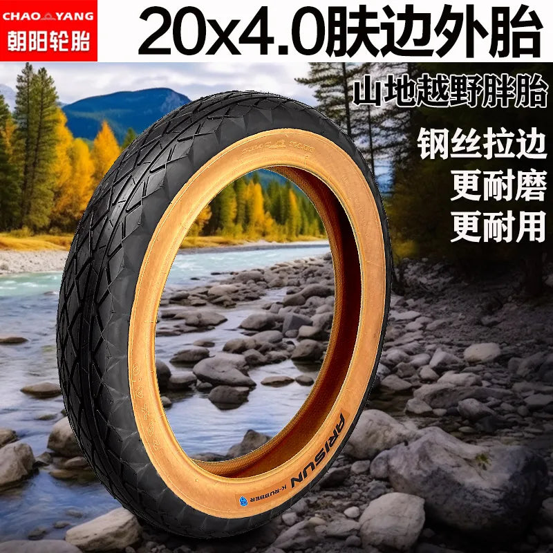 CHAOYANG ARISUN 20x4.0 Fat Tire Snow Bicycle Mobilebike 20PSI Brown Edge Anti-slip Electric Beach 60TPI Bike MTB Bicycle Tire